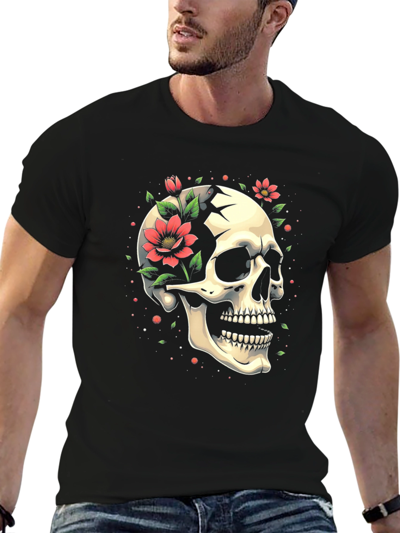 Skull & Floral Graphic Tee