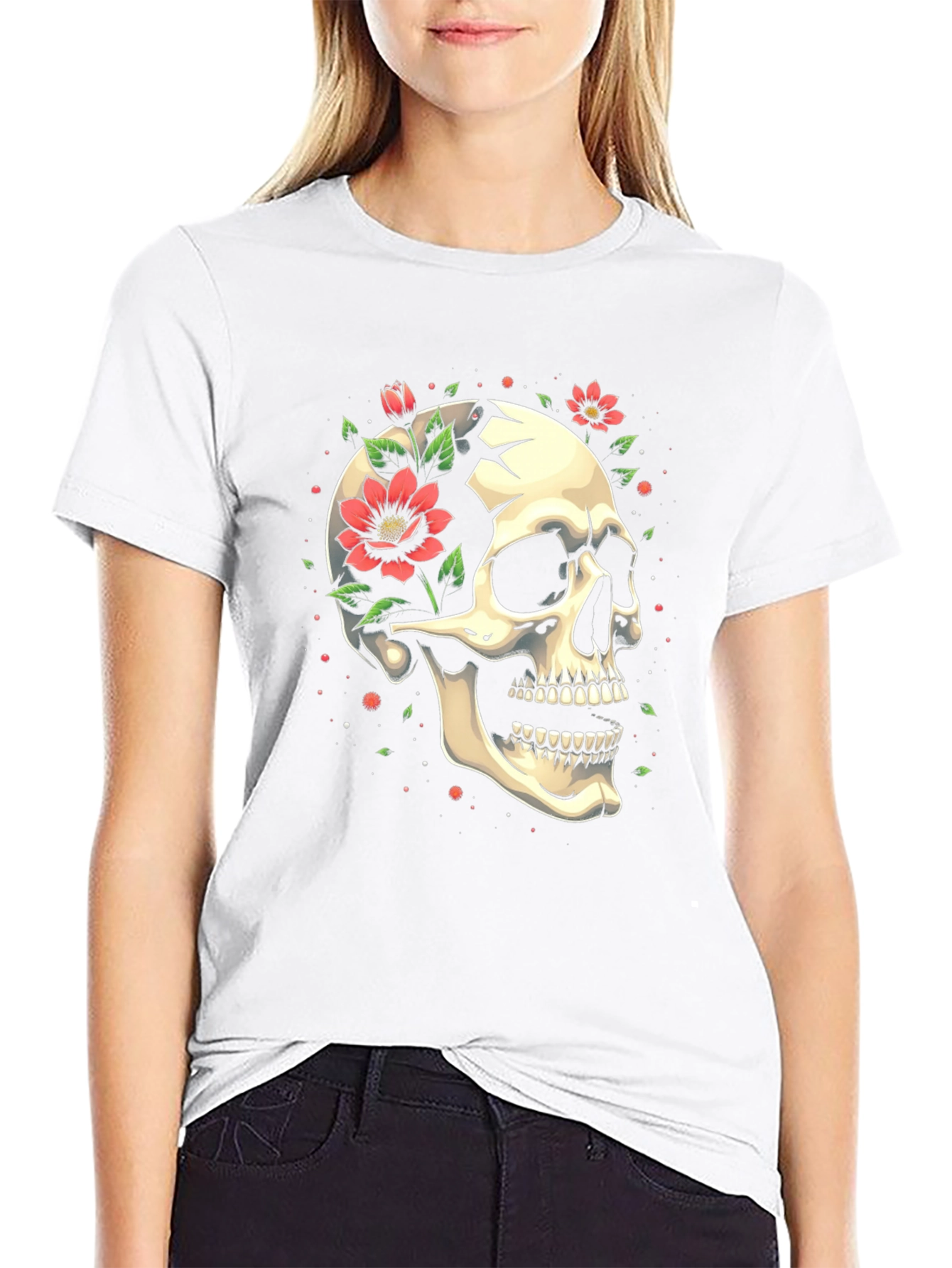 Skull & Floral Graphic Tee
