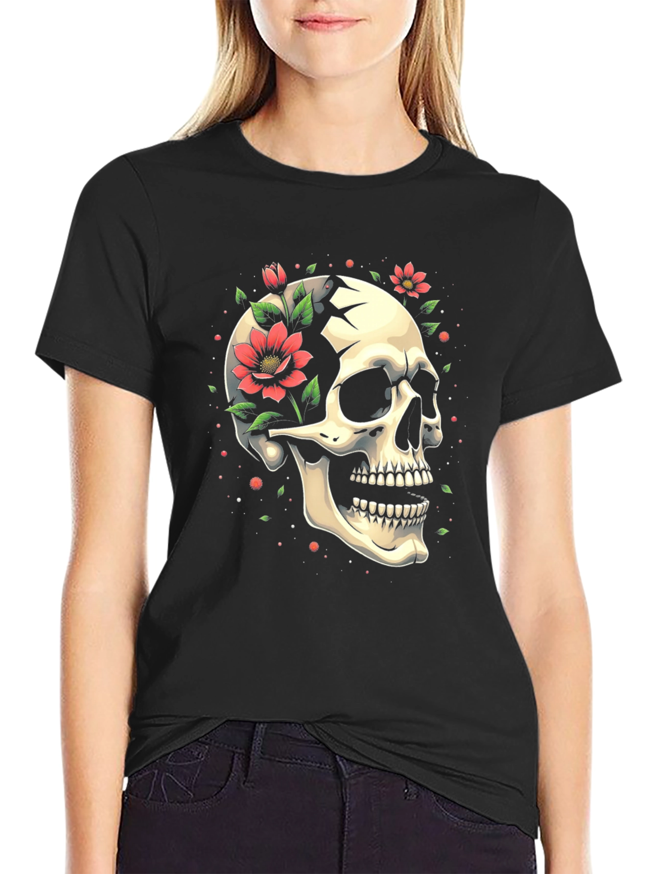 Skull & Floral Graphic Tee