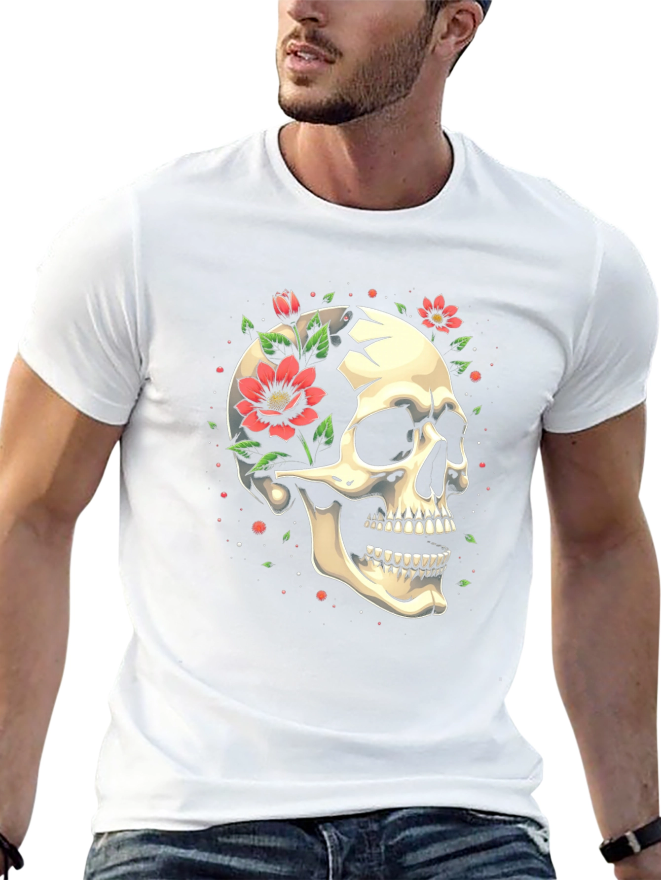 Skull & Floral Graphic Tee