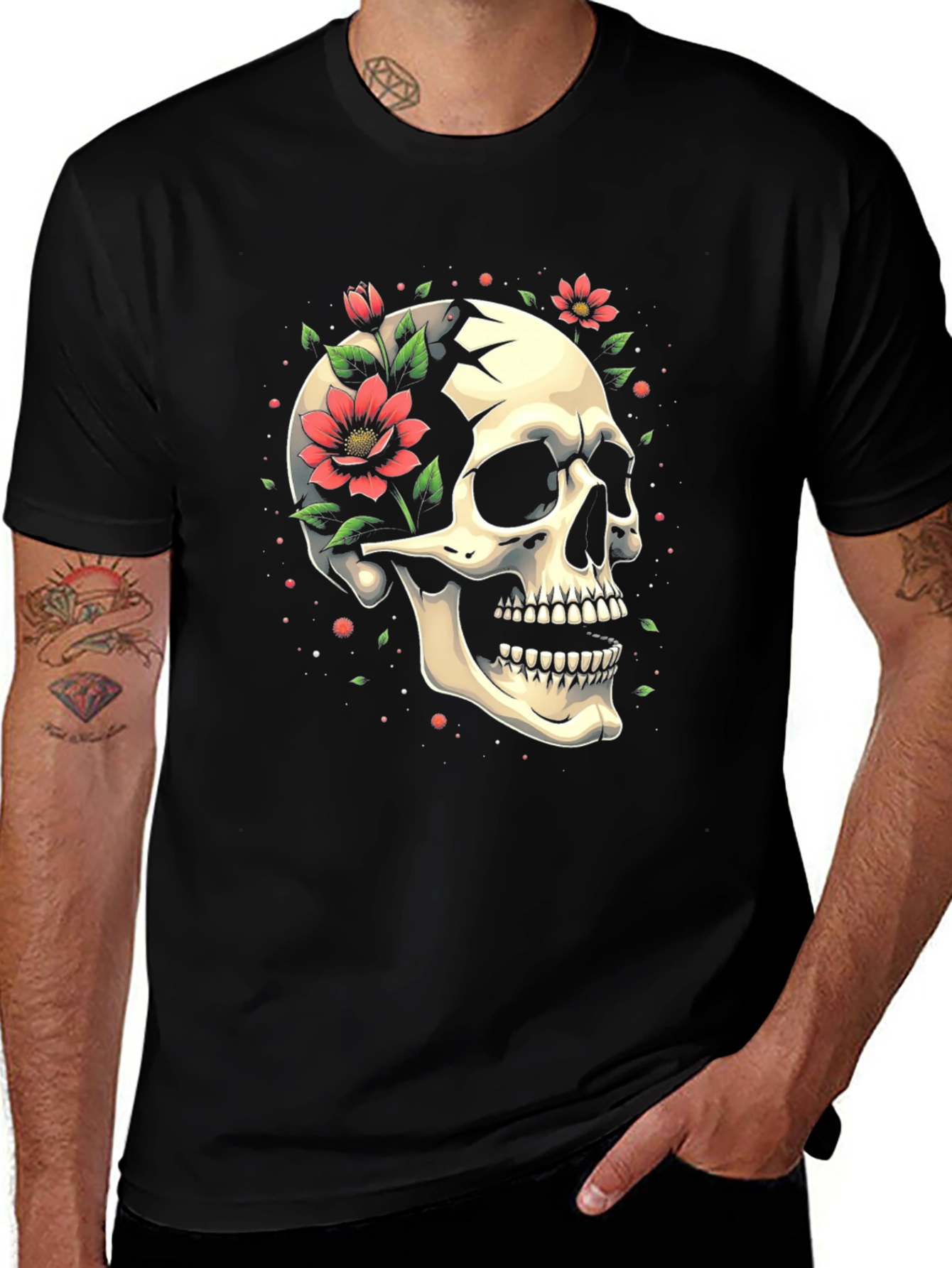 Skull & Floral Graphic Tee