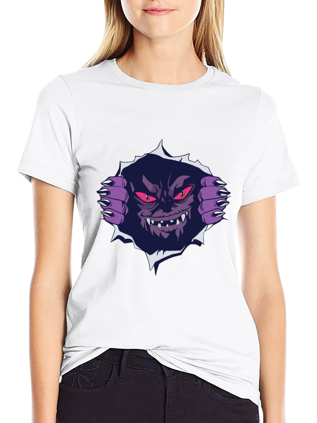 Monster Graphic Print Black T-Shirt