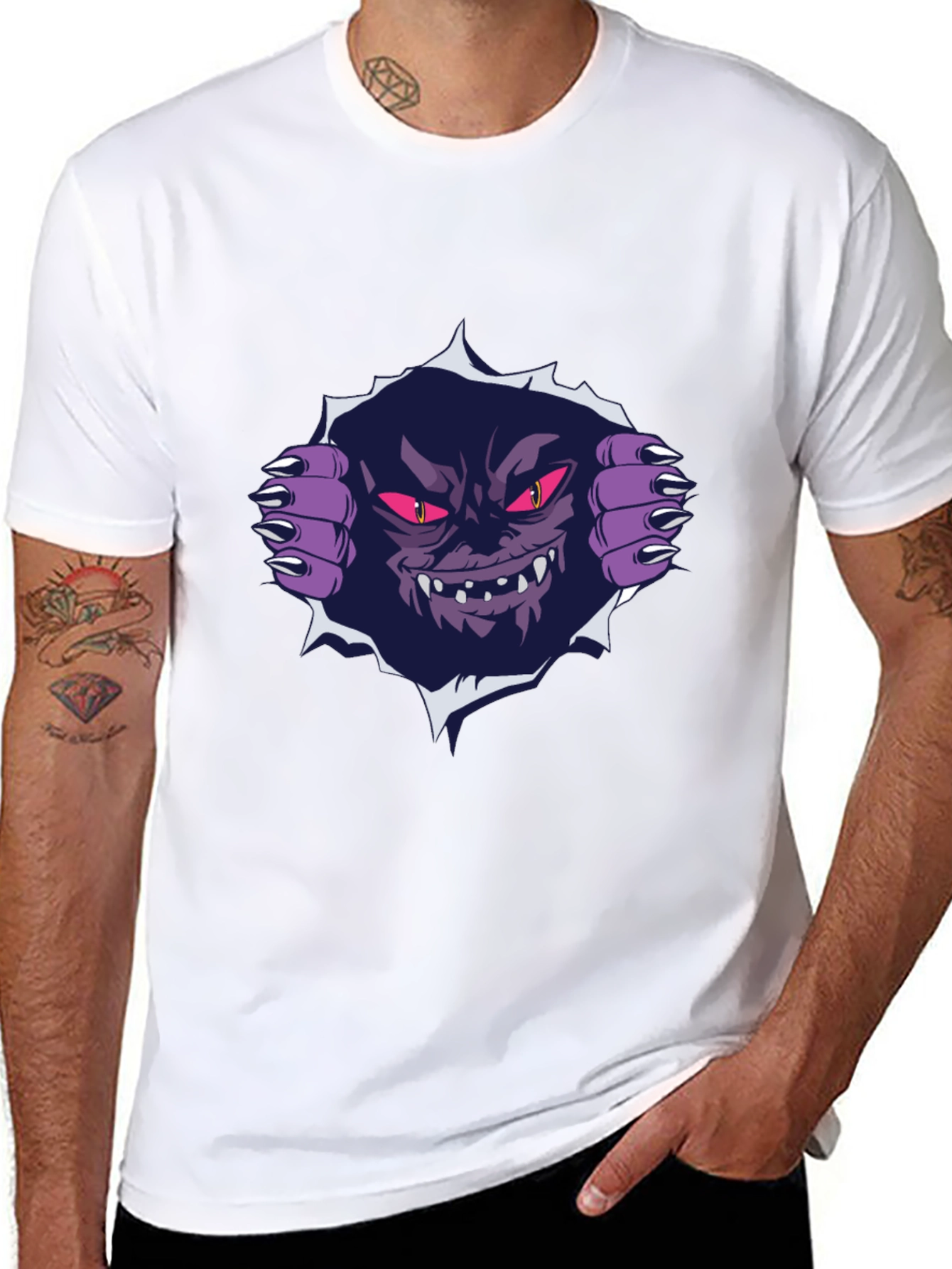 Monster Graphic Print Black T-Shirt