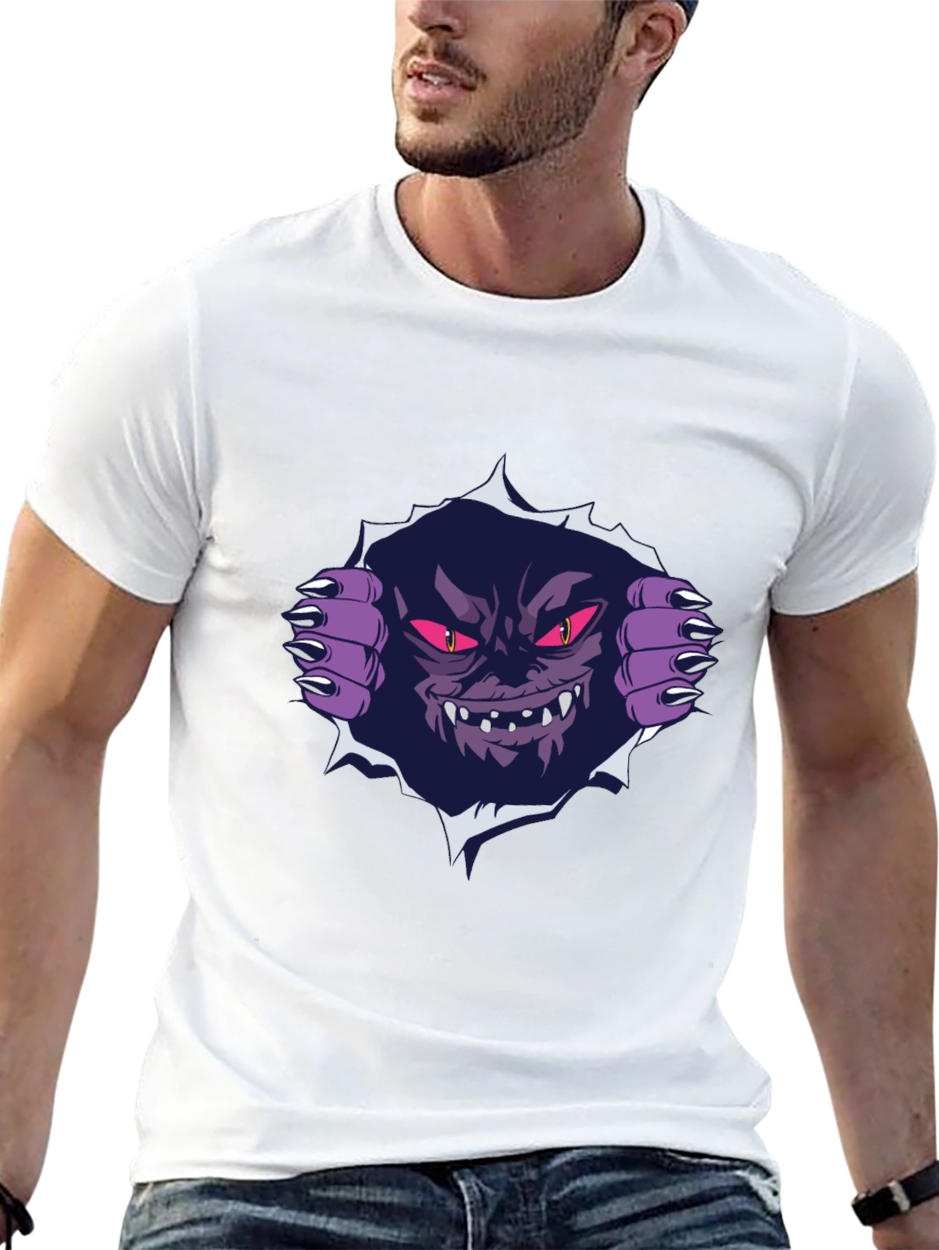 Monster Graphic Print Black T-Shirt