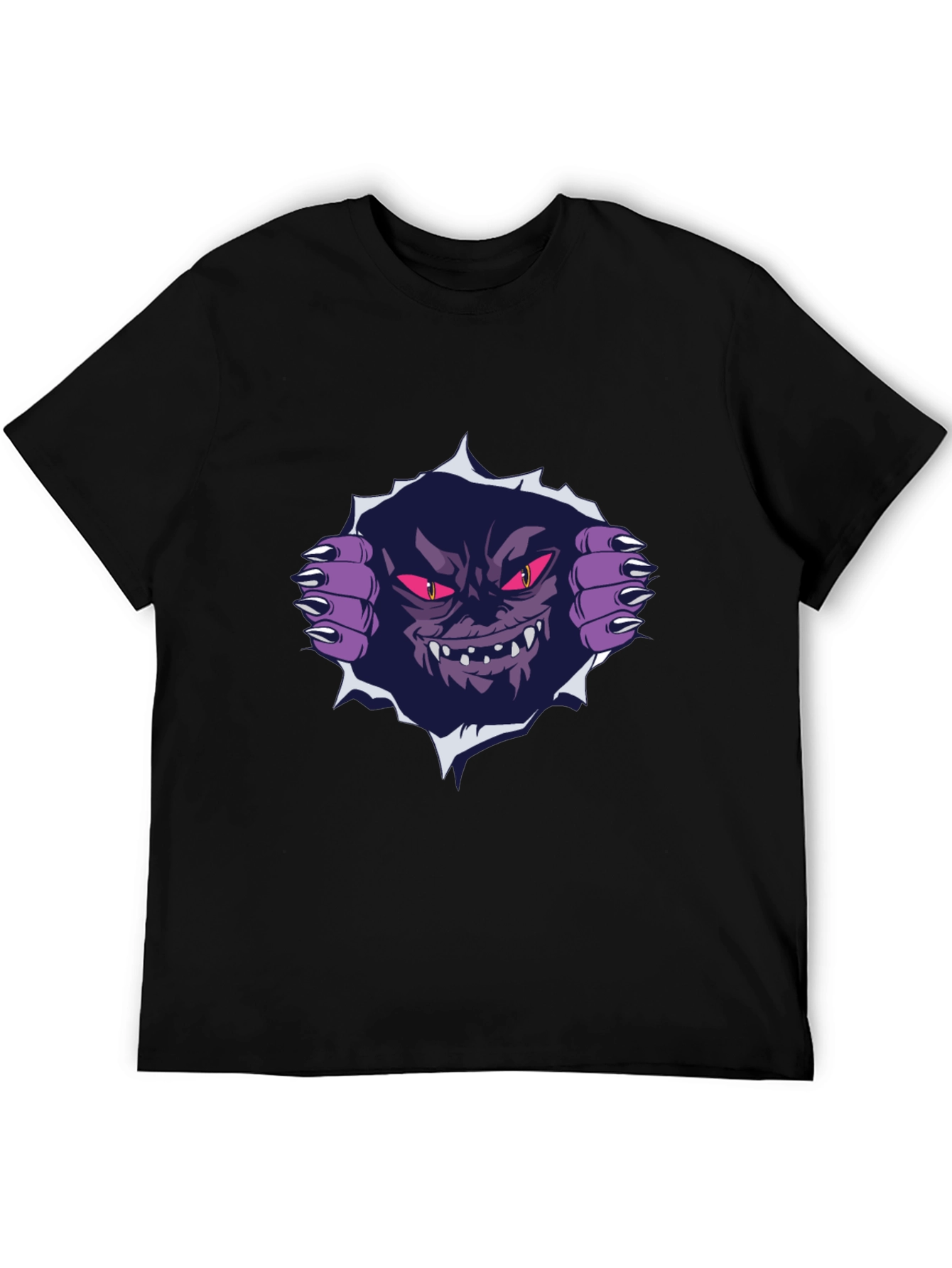 Monster Graphic Print Black T-Shirt