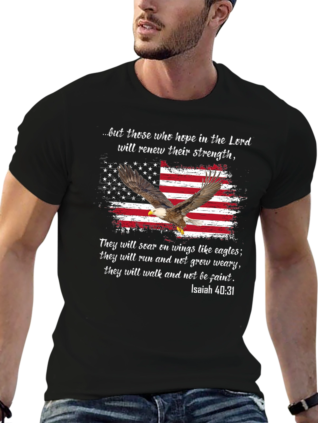 American Flag Eagle Isaiah 40:31 T-Shirt