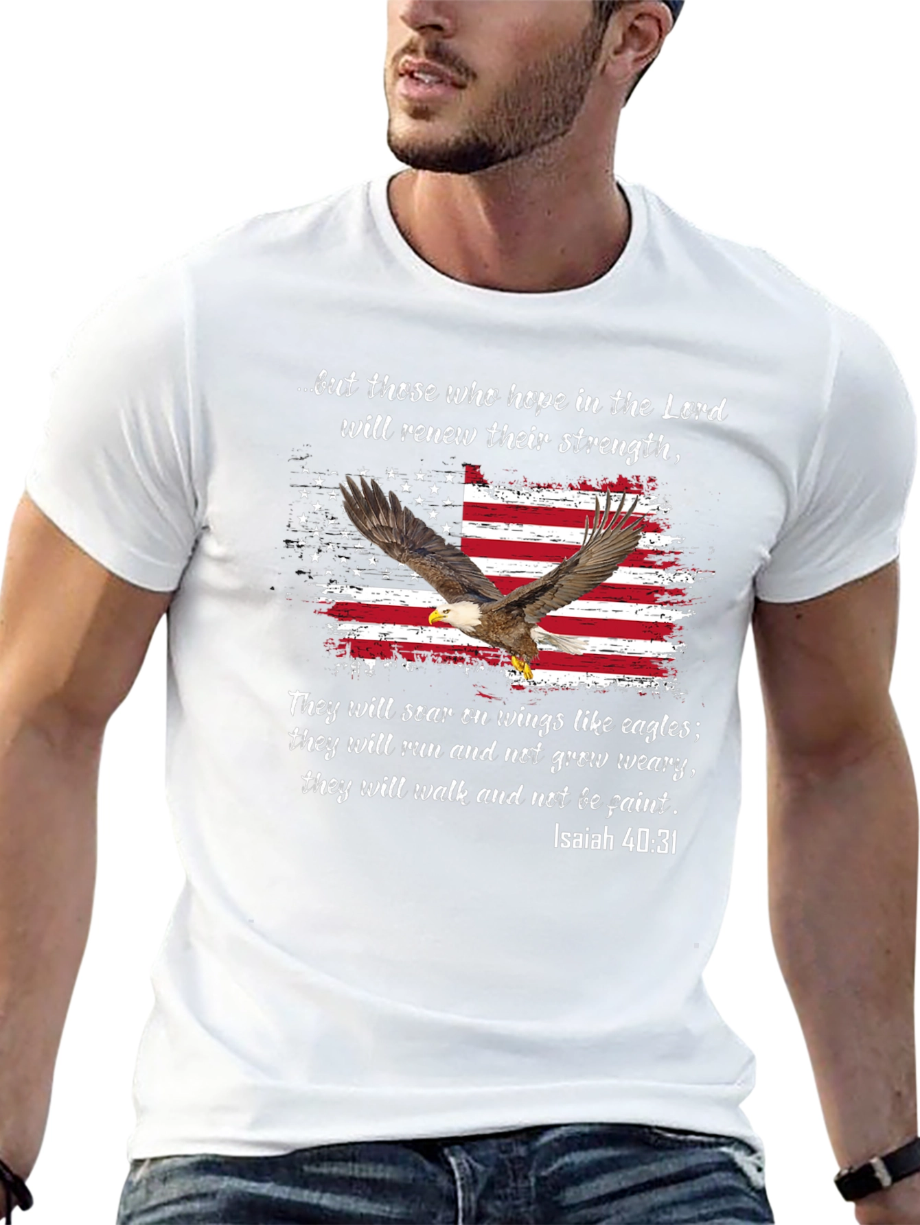 American Flag Eagle Isaiah 40:31 T-Shirt
