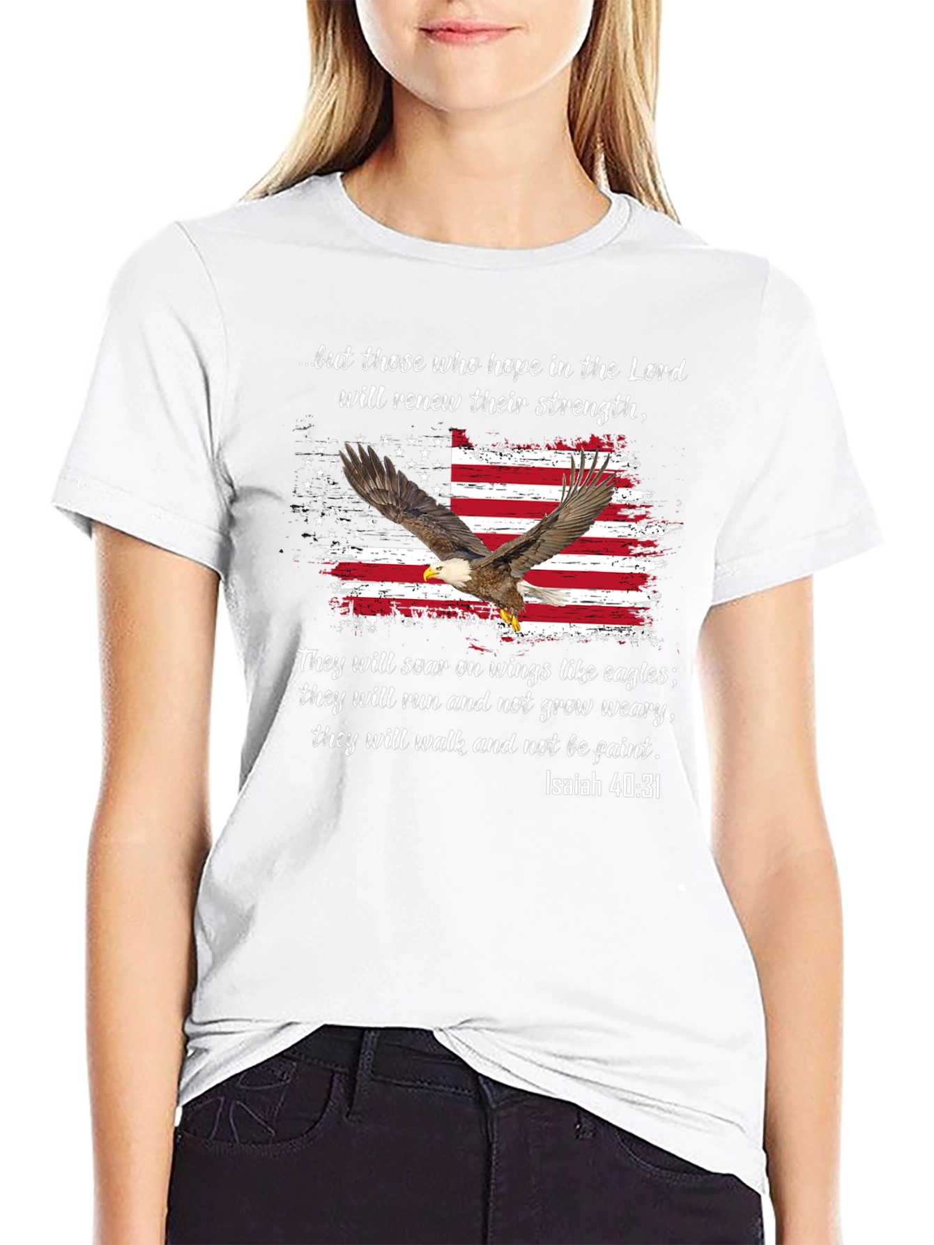 American Flag Eagle Isaiah 40:31 T-Shirt