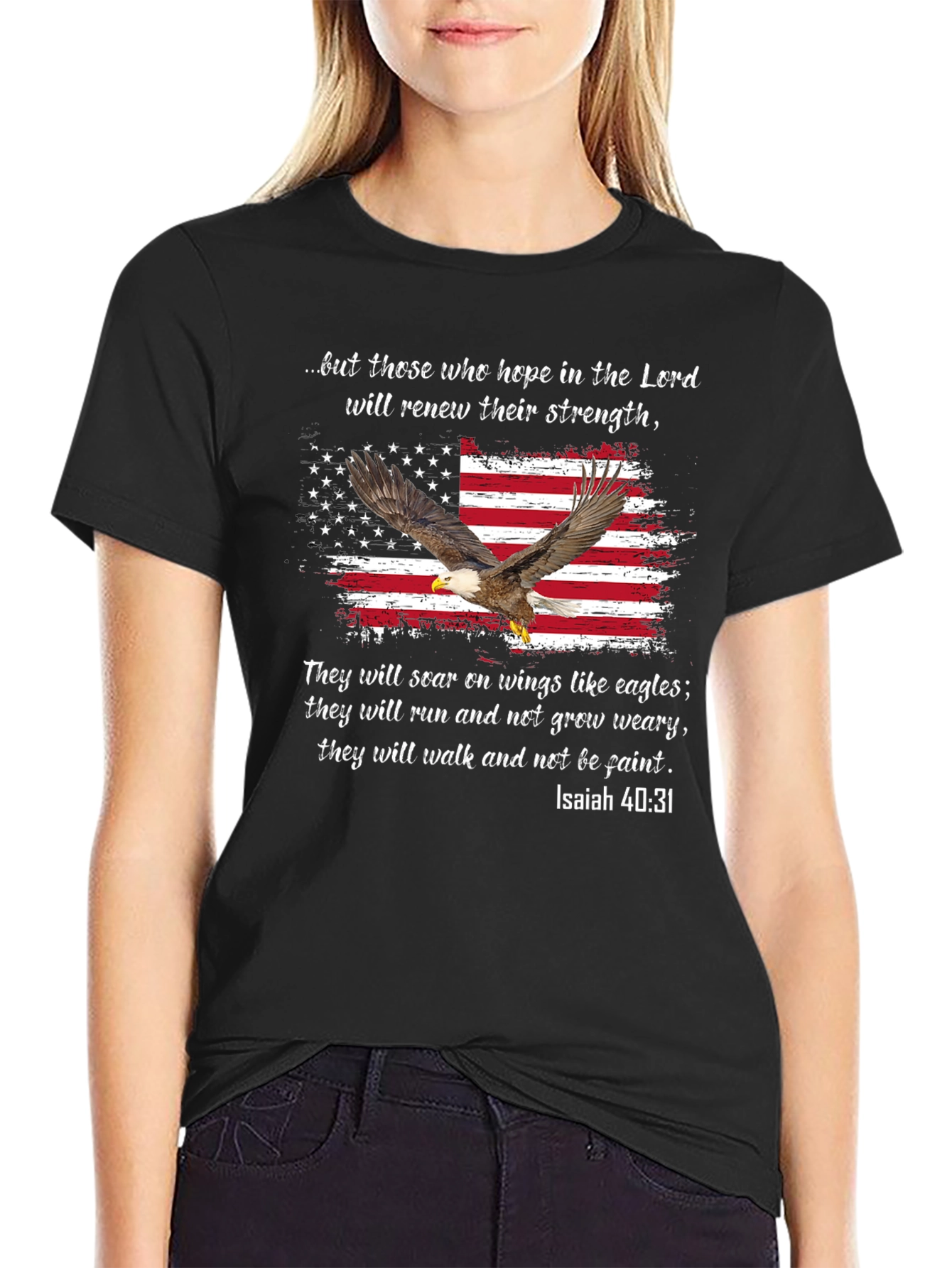 American Flag Eagle Isaiah 40:31 T-Shirt