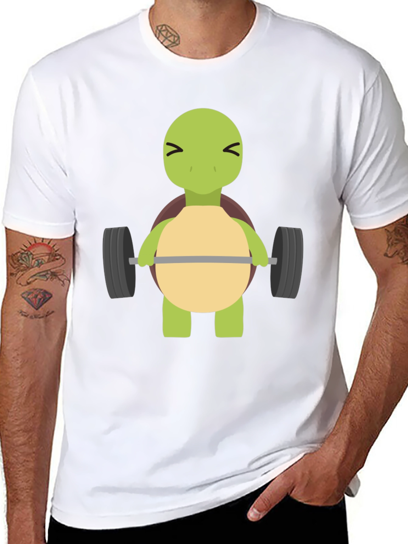 Turtle Lifting Weights T-Shirt - Funny Gym Tee