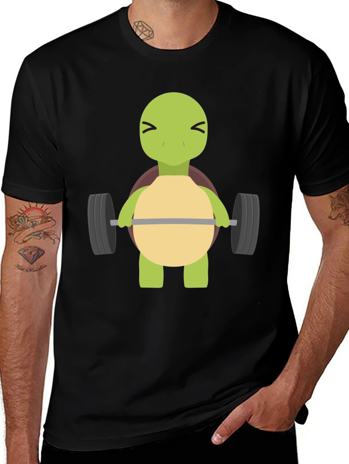 Turtle Lifting Weights T-Shirt - Funny Gym Tee
