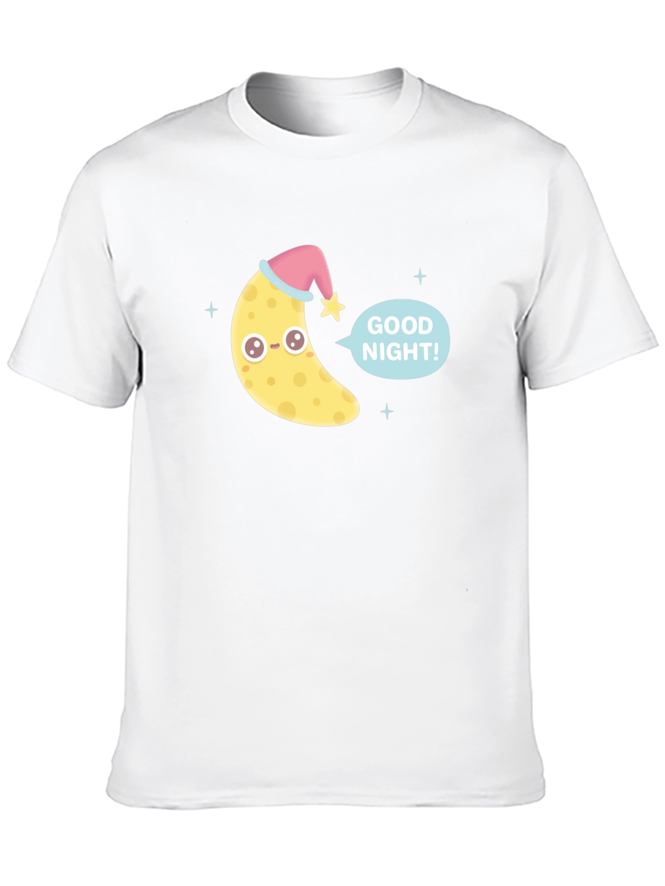 Cute Good Night Moon Graphic Tee - Black
