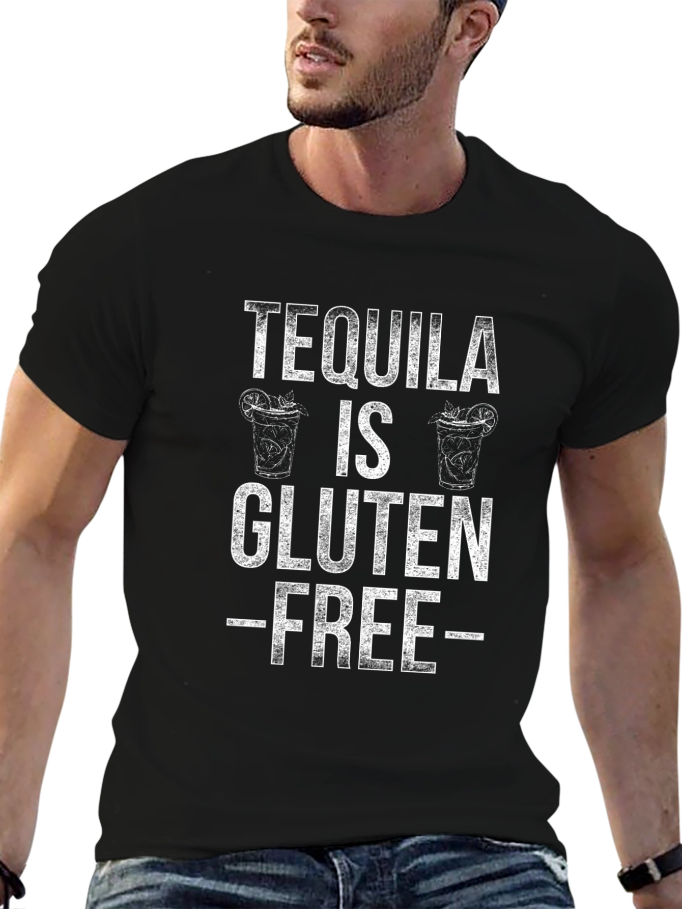 Tequila is Gluten Free Black Graphic Tee