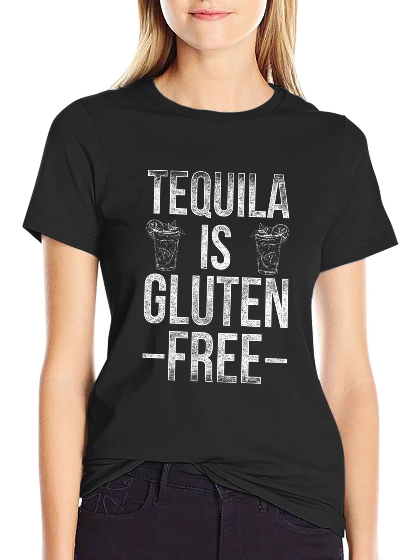 Tequila is Gluten Free Black Graphic Tee