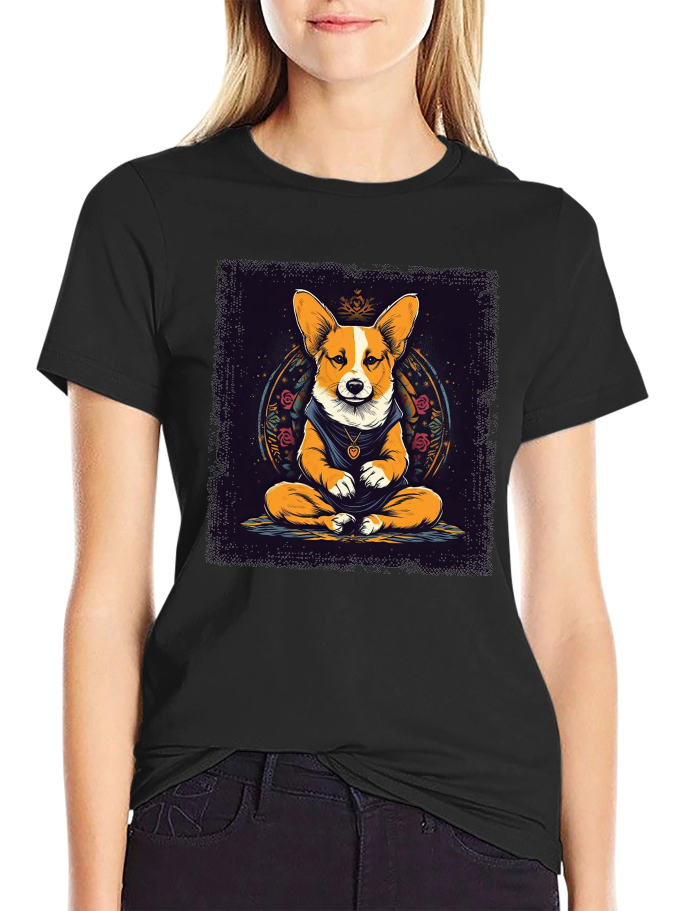 Meditating Corgi Graphic Tee