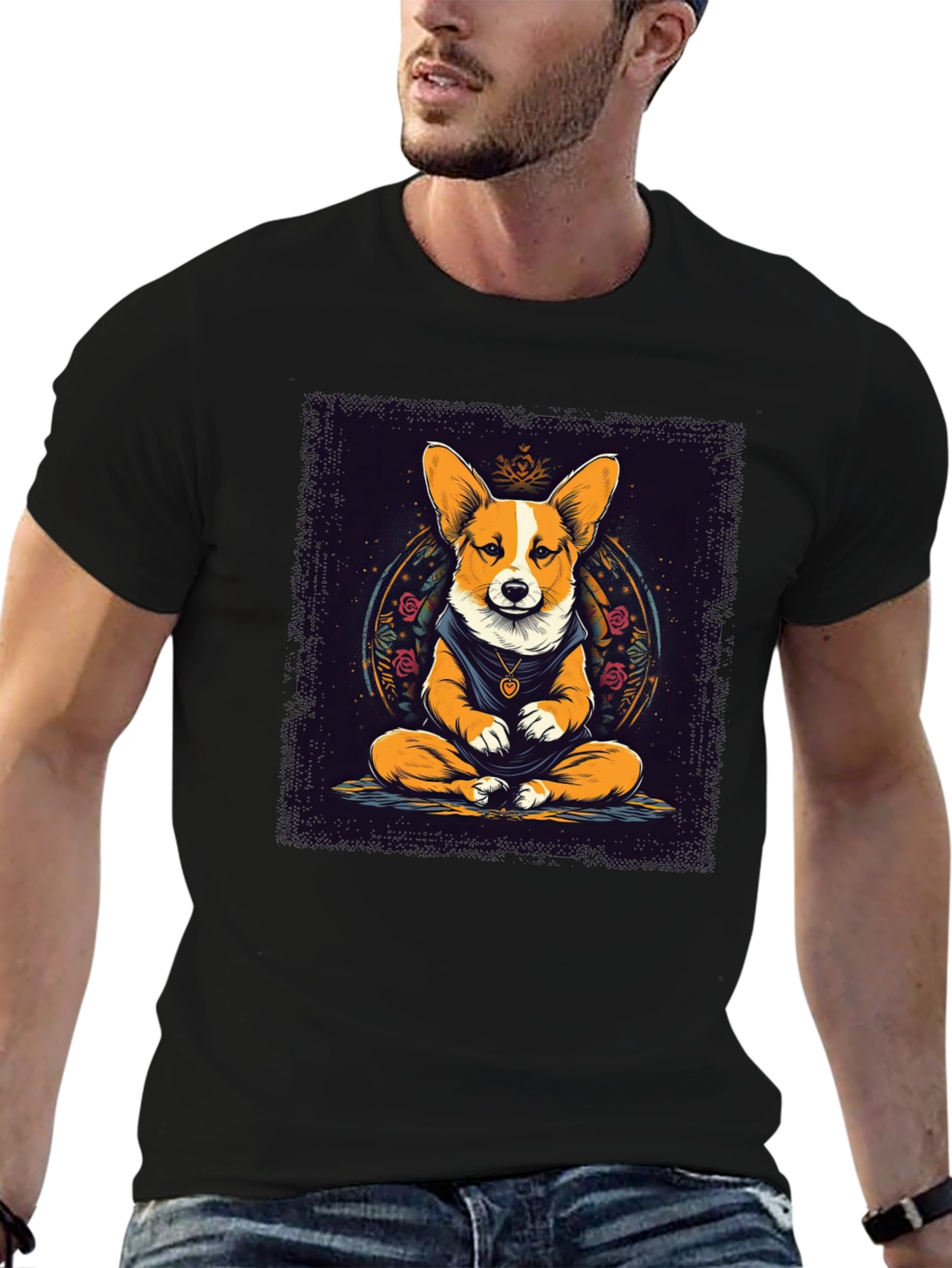 Meditating Corgi Graphic Tee