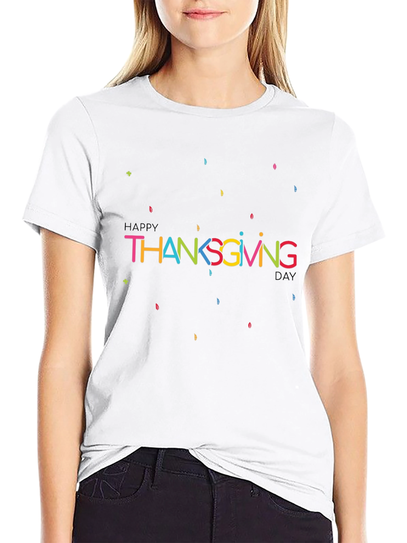 Happy Thanksgiving Day Graphic Tee - Black