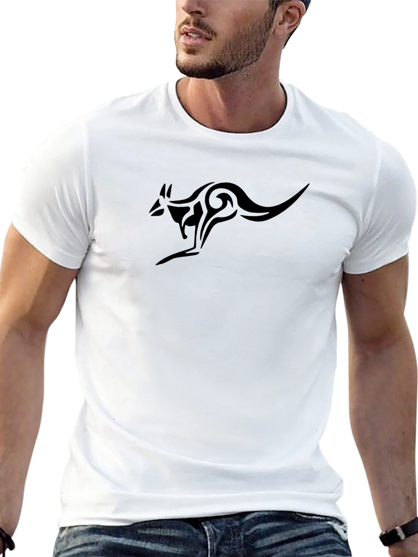 Tribal Kangaroo Black T-Shirt