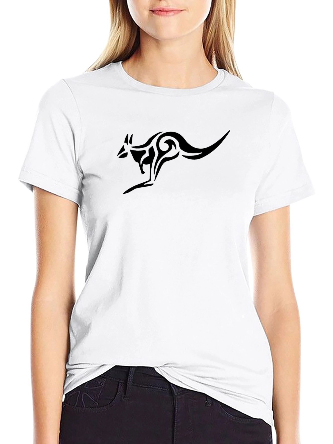Tribal Kangaroo Black T-Shirt