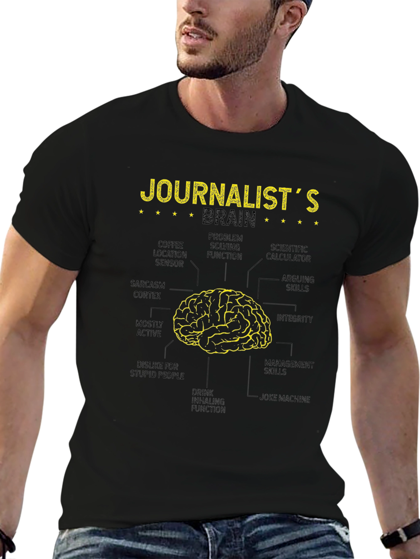 Journalists Brain Black T-Shirt