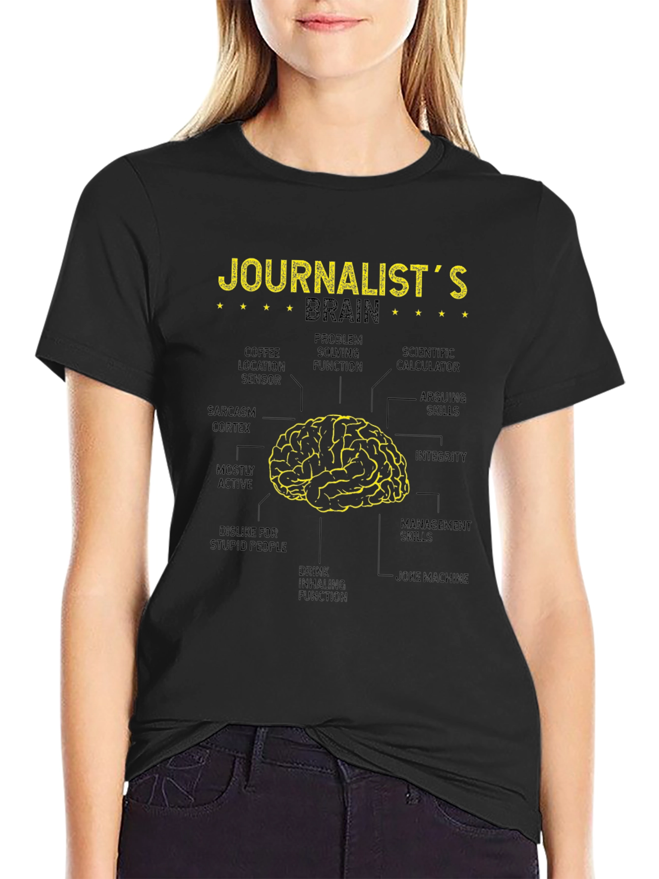 Journalists Brain Black T-Shirt