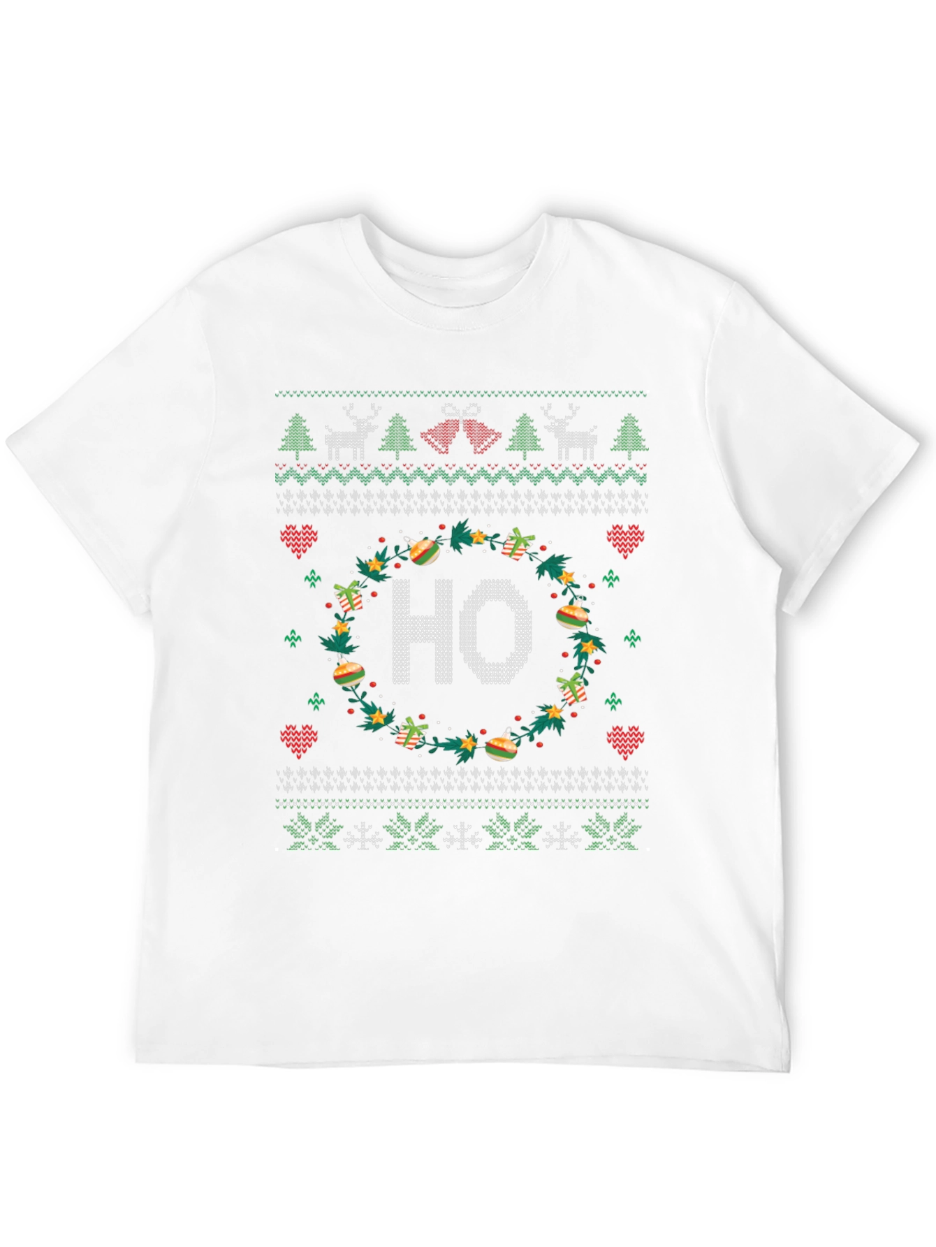Festive HO Christmas Knit Pattern Holiday T-Shirt