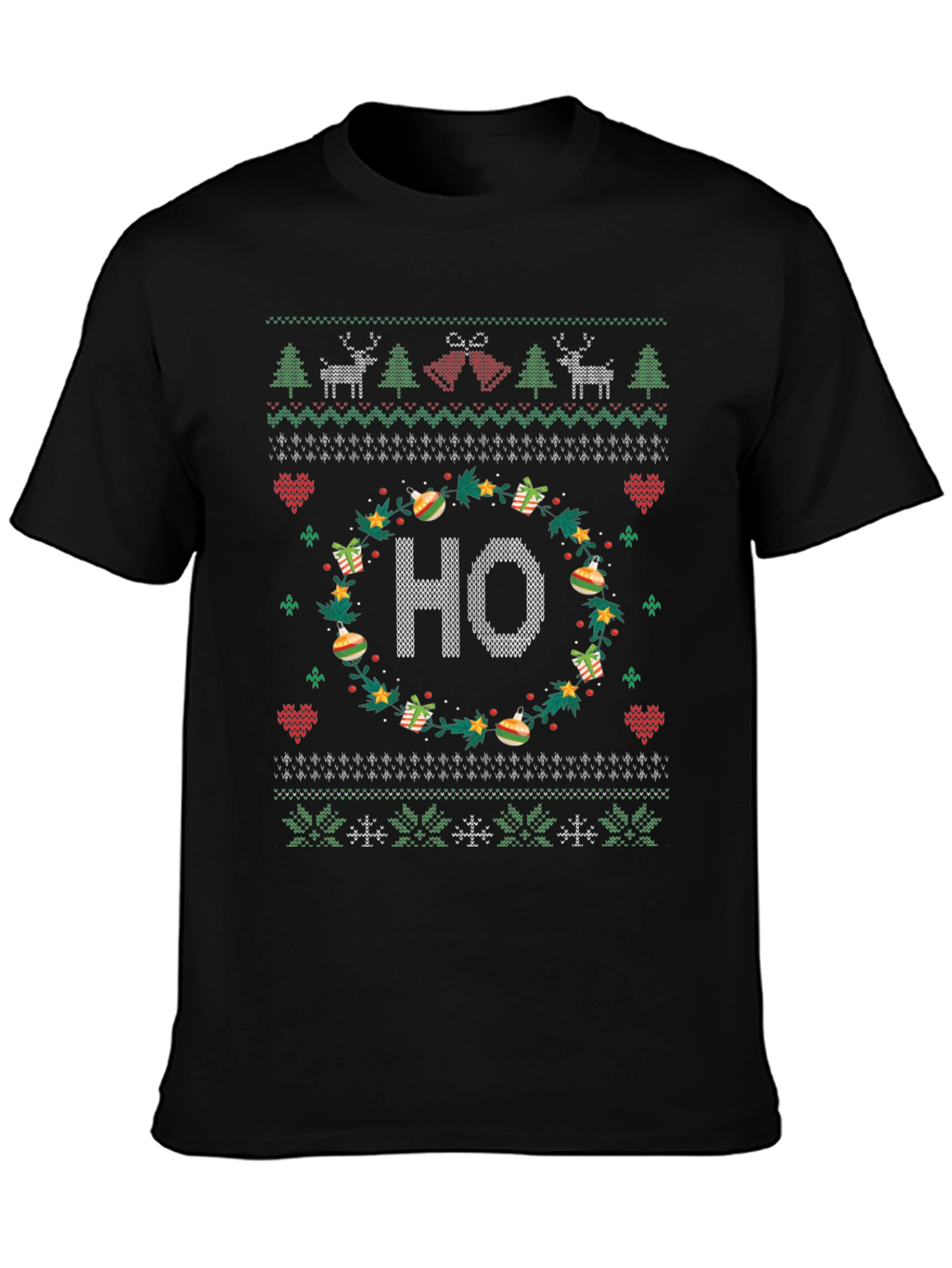 Festive HO Christmas Knit Pattern Holiday T-Shirt