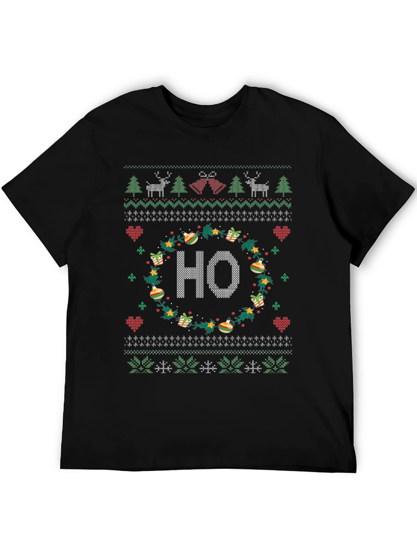 Festive HO Christmas Knit Pattern Holiday T-Shirt