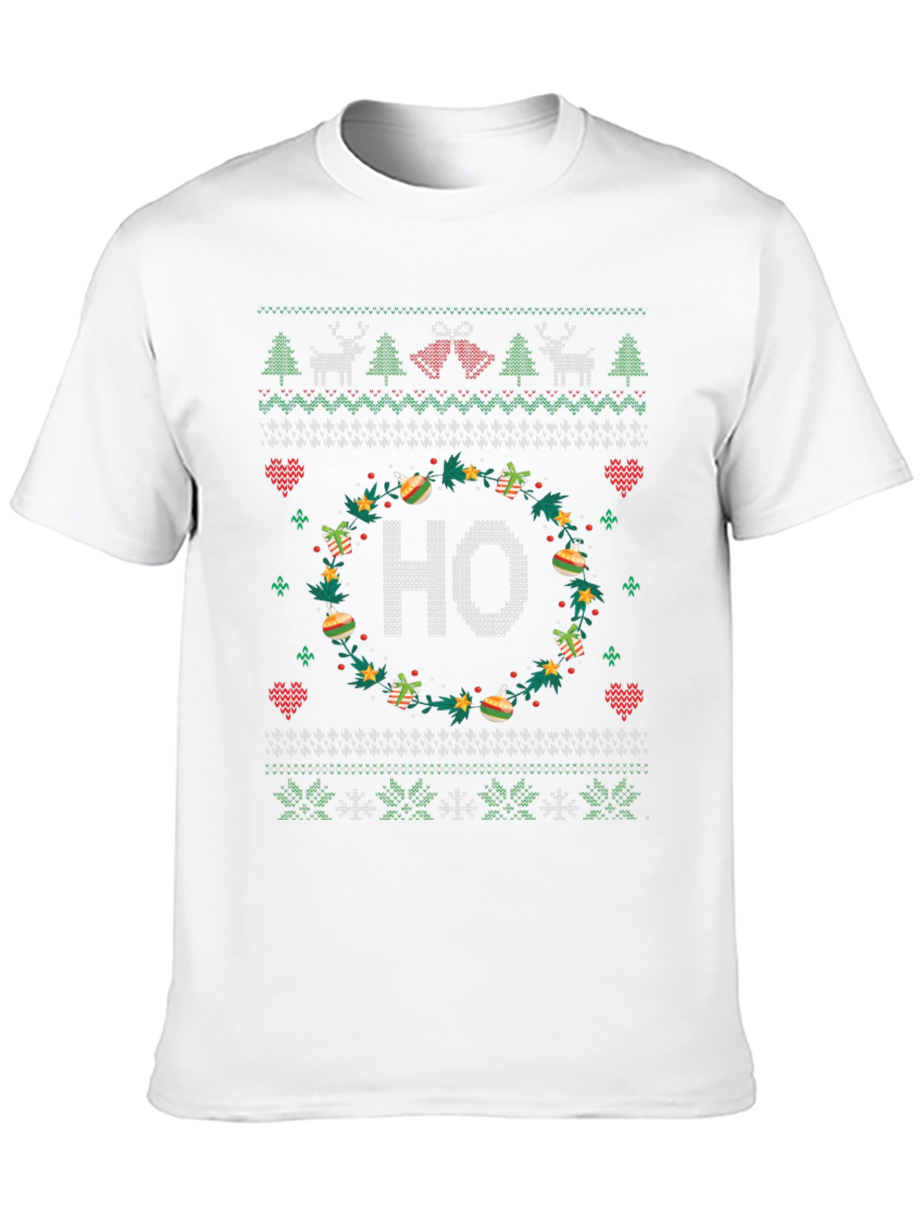 Festive HO Christmas Knit Pattern Holiday T-Shirt