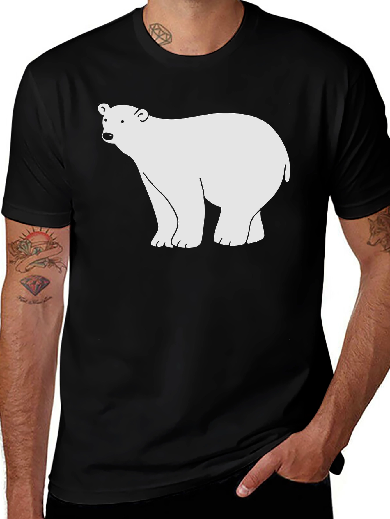 Polar Bear Graphic Black T-Shirt