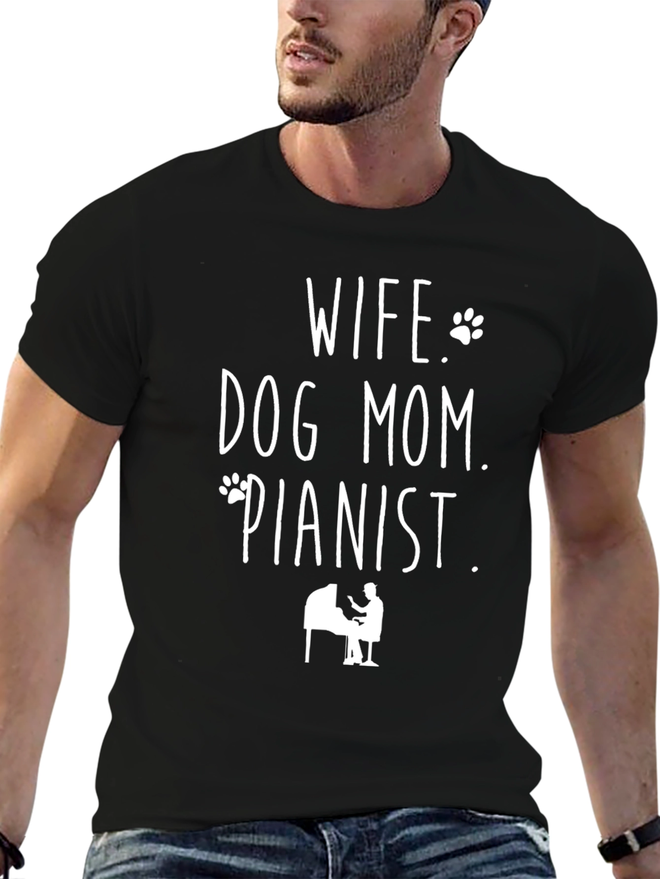 Wife Dog Mom Pianist Graphic Tee - Black