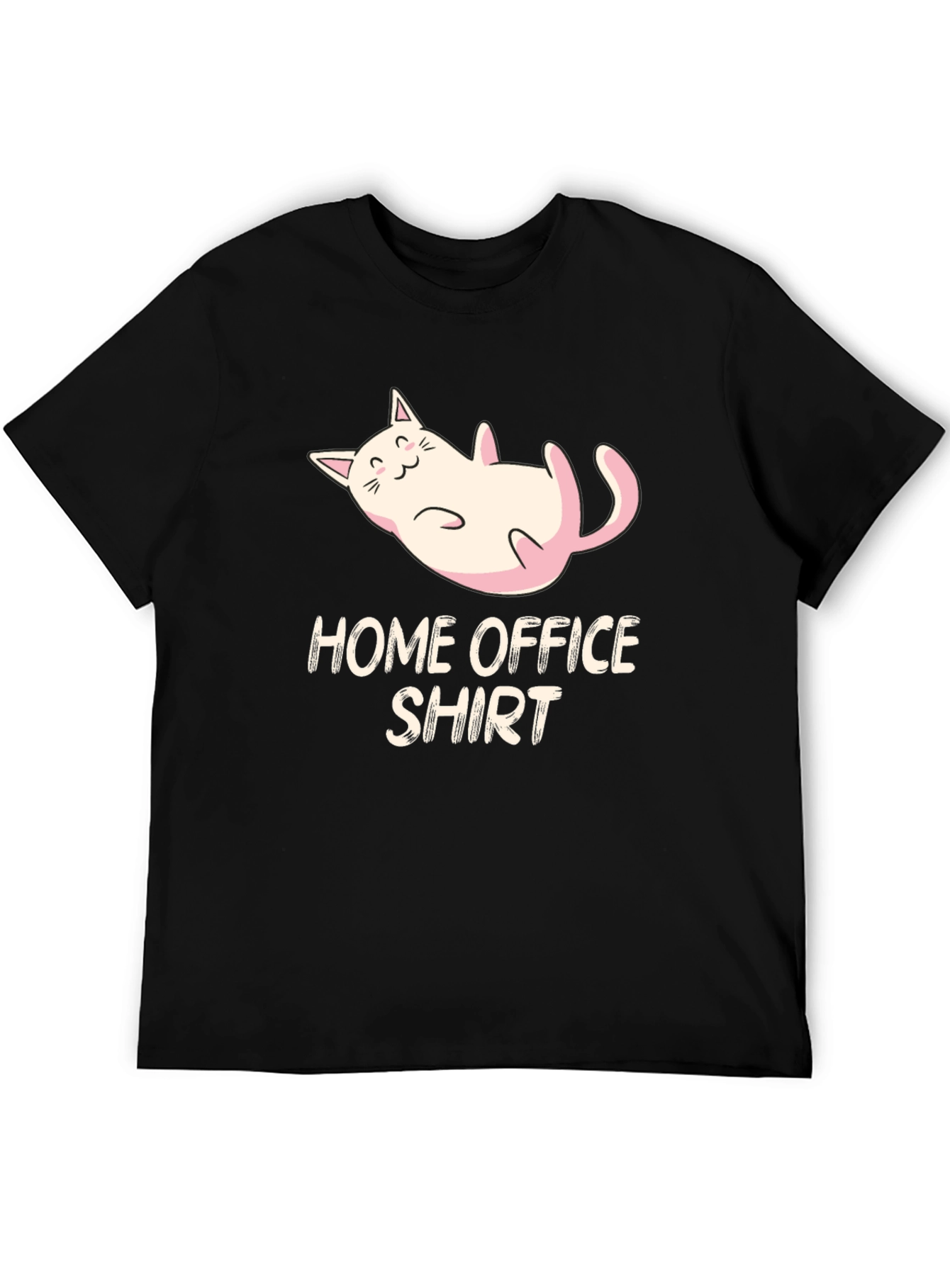 Home Office Cat Graphic Tee - Black
