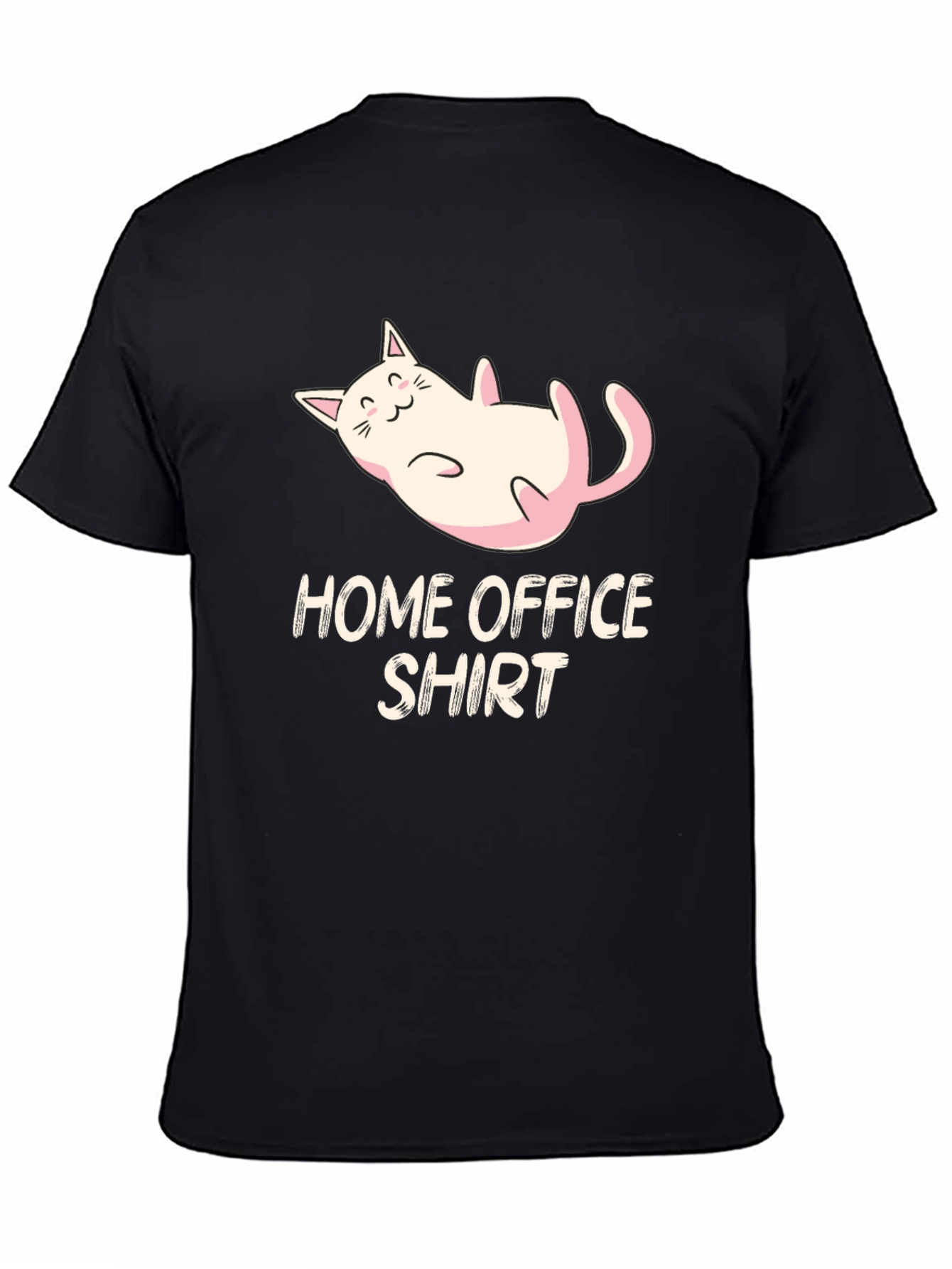 Home Office Cat Graphic Tee - Black
