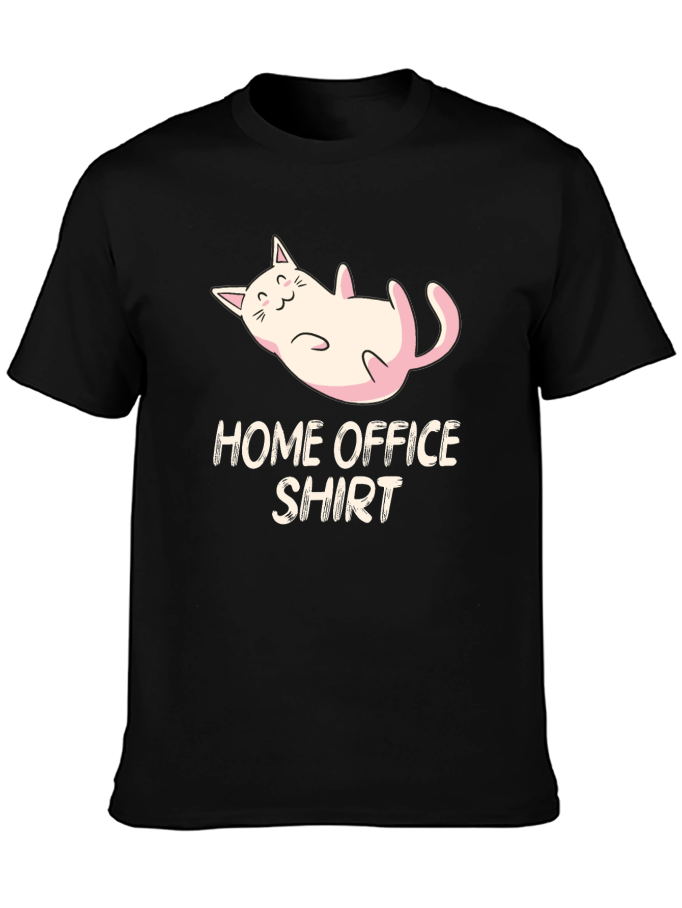 Home Office Cat Graphic Tee - Black