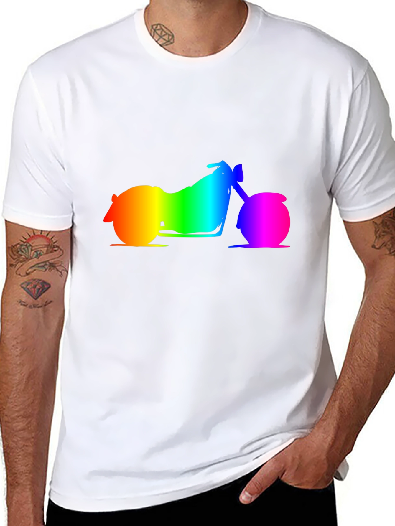 Rainbow Motorcycle Graphic Tee - Black