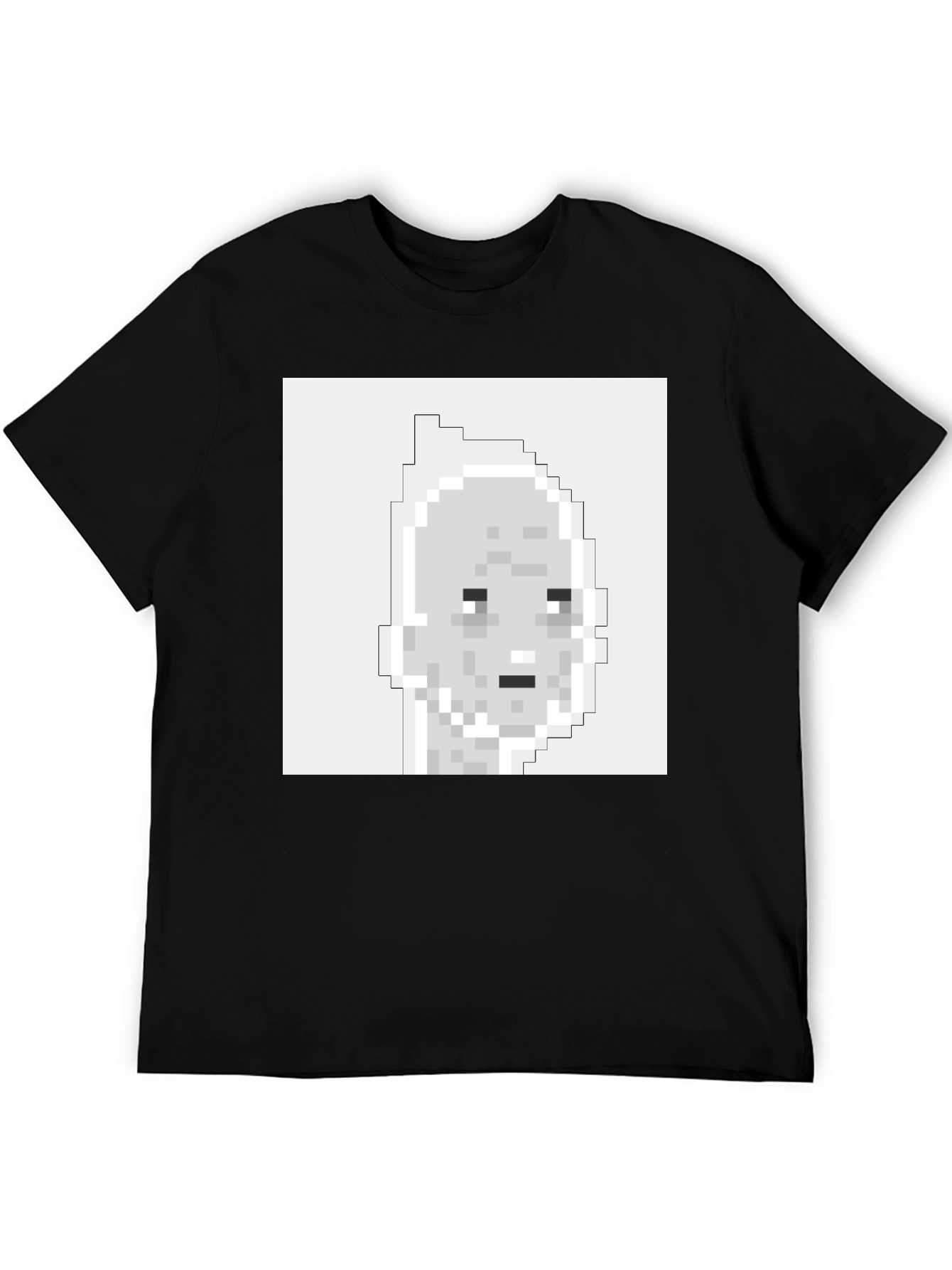 Pixelated Face Graphic T-Shirt - Black