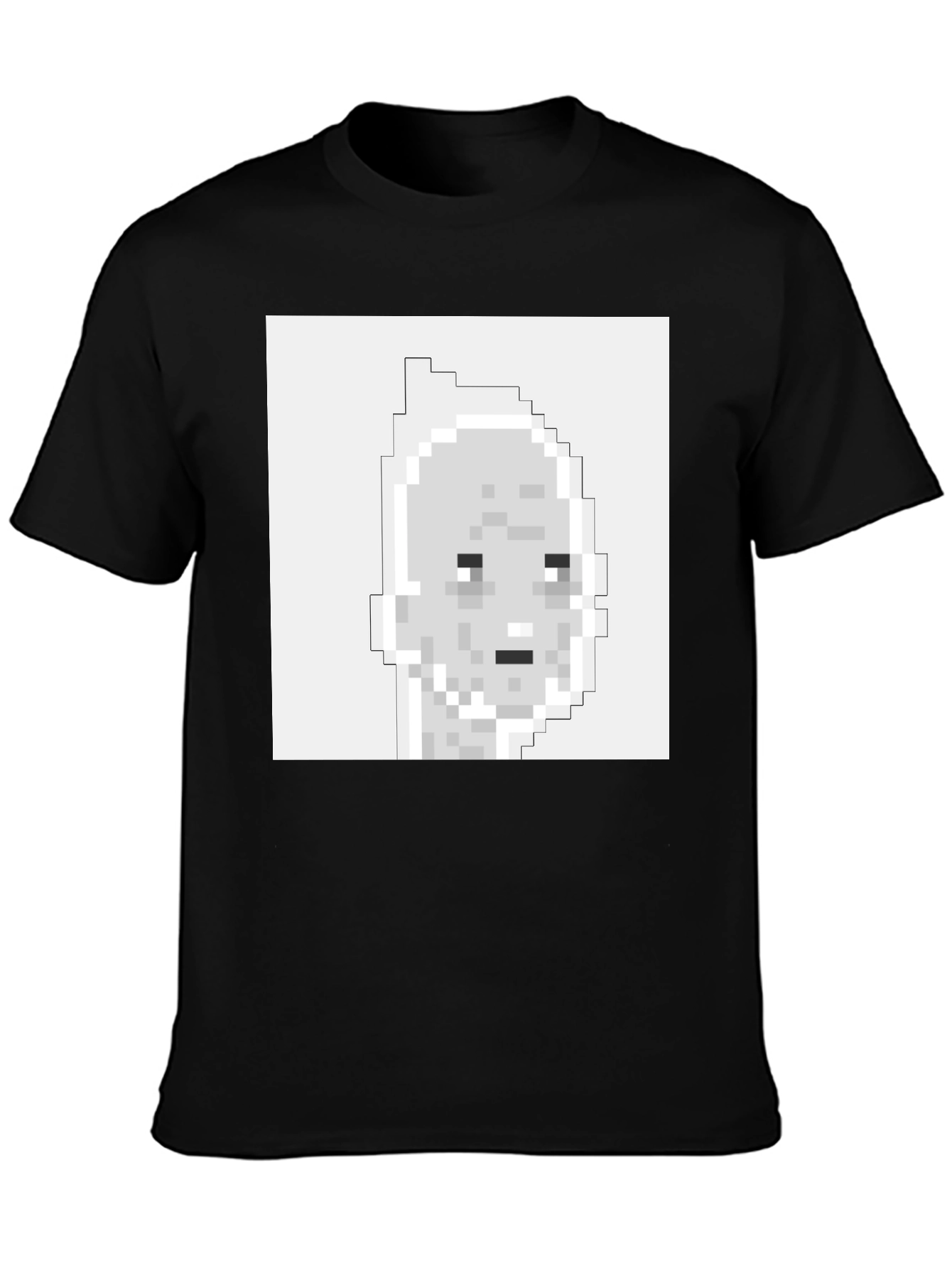 Pixelated Face Graphic T-Shirt - Black