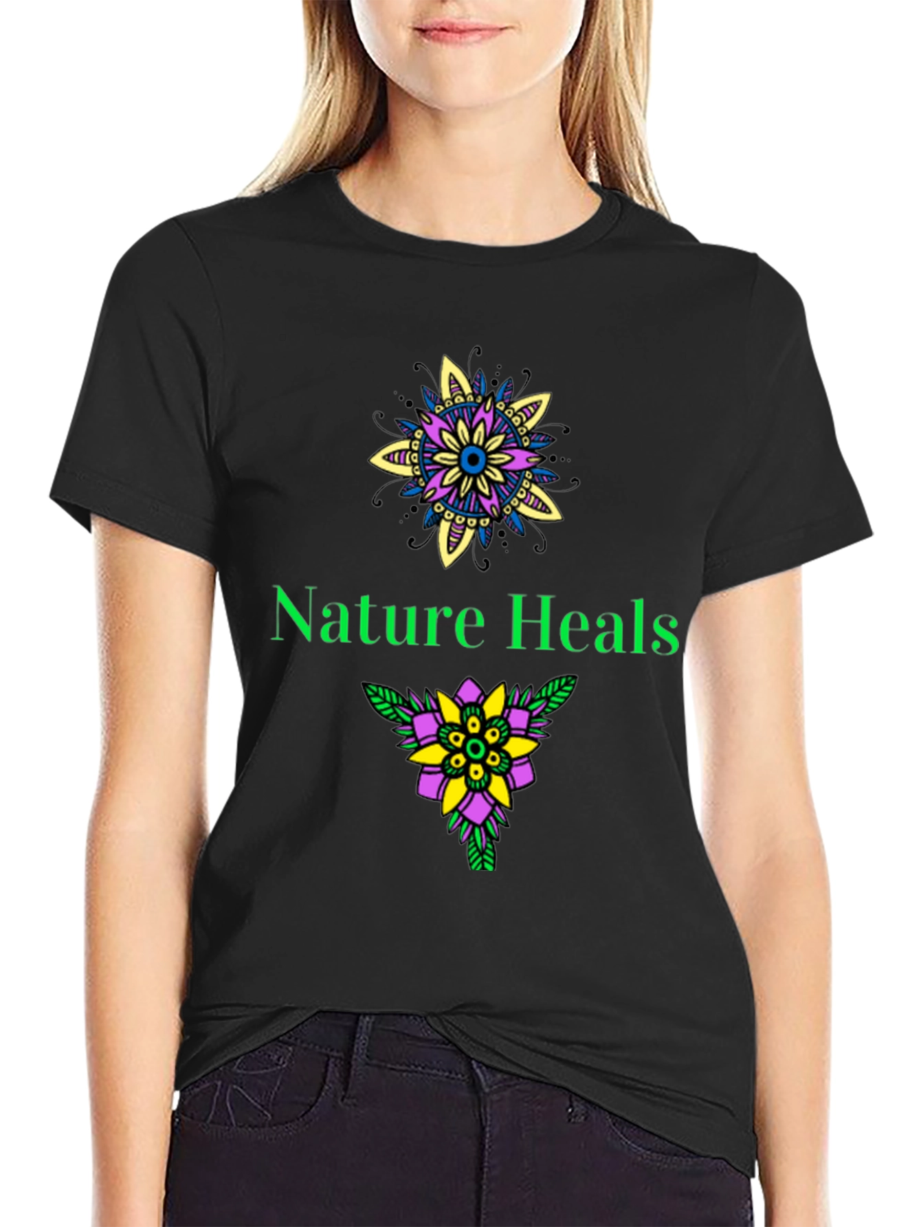 Nature Heals Graphic T-Shirt - Black