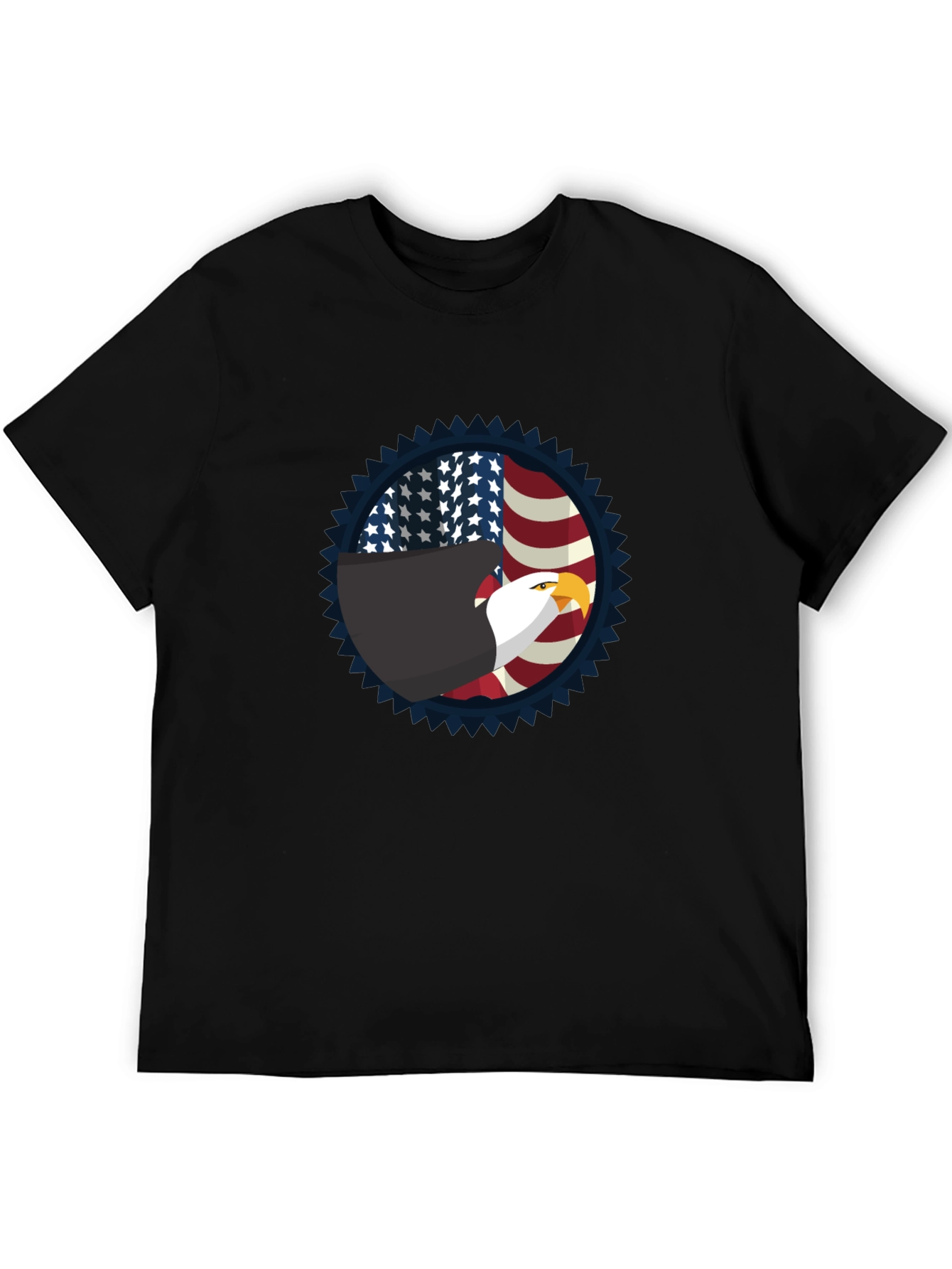 Patriotic Eagle Graphic Tee - Black