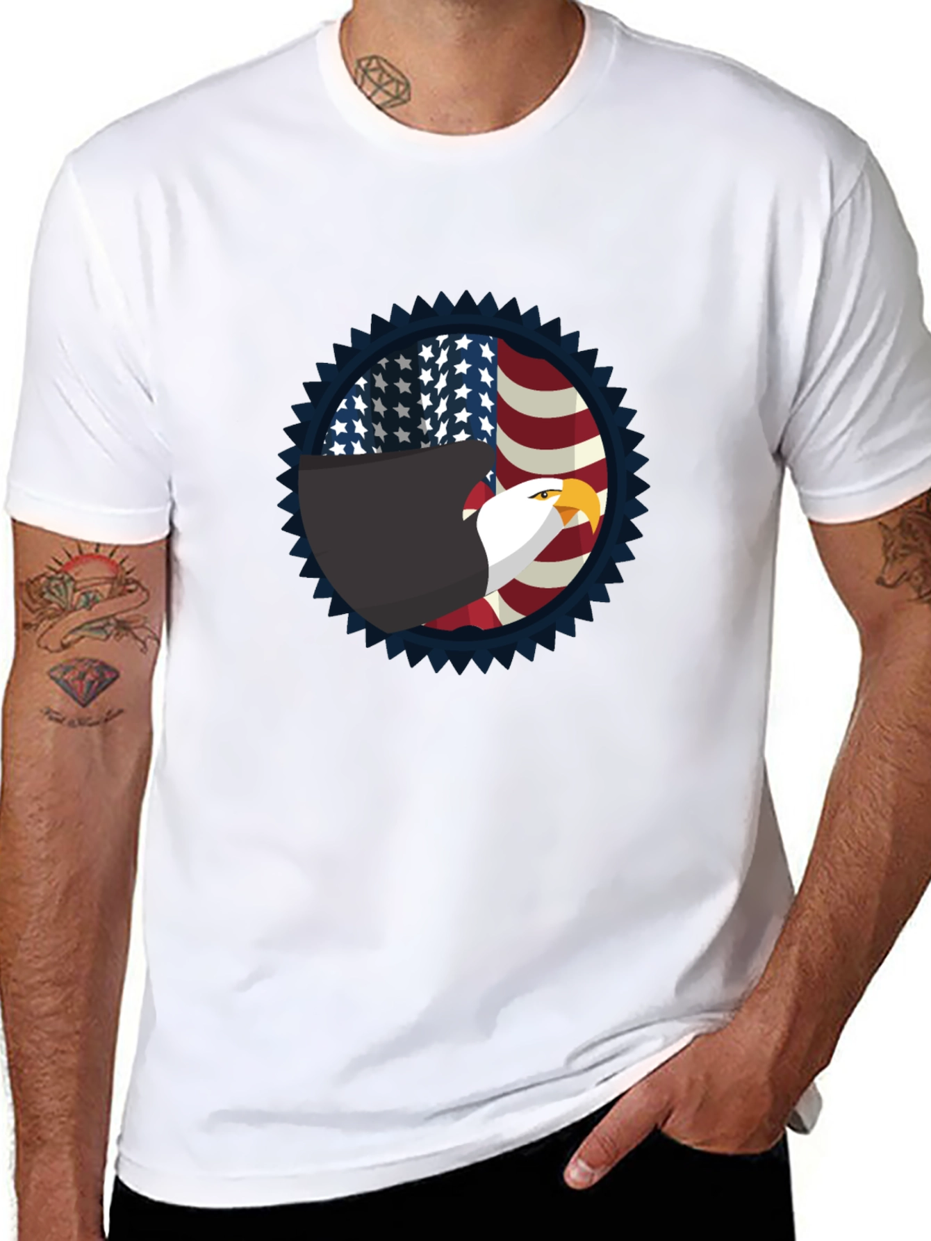 Patriotic Eagle Graphic Tee - Black