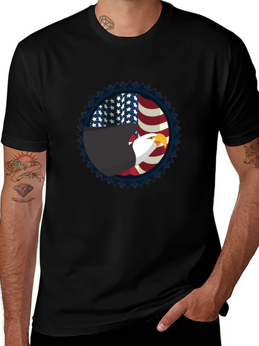 Patriotic Eagle Graphic Tee - Black