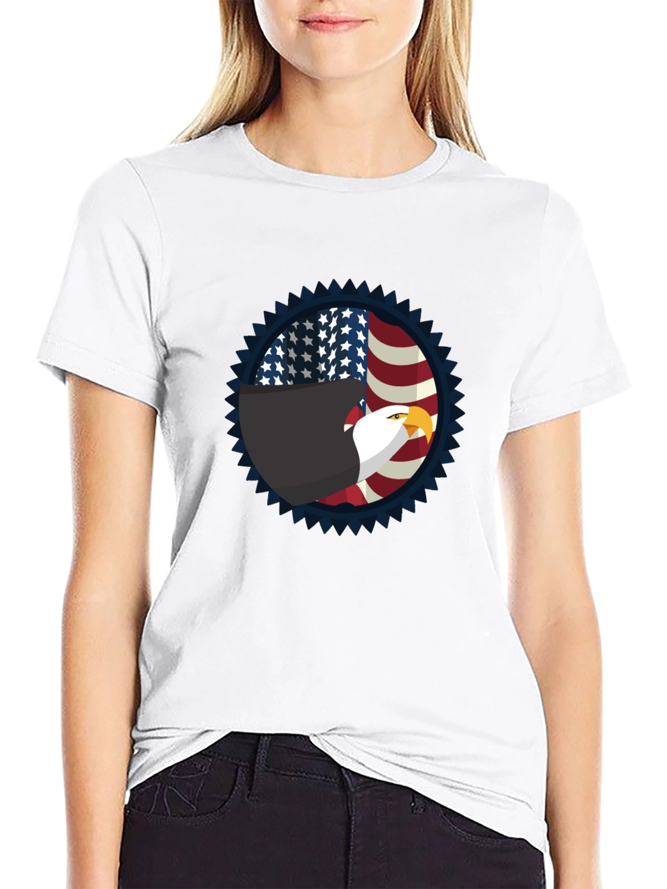 Patriotic Eagle Graphic Tee - Black