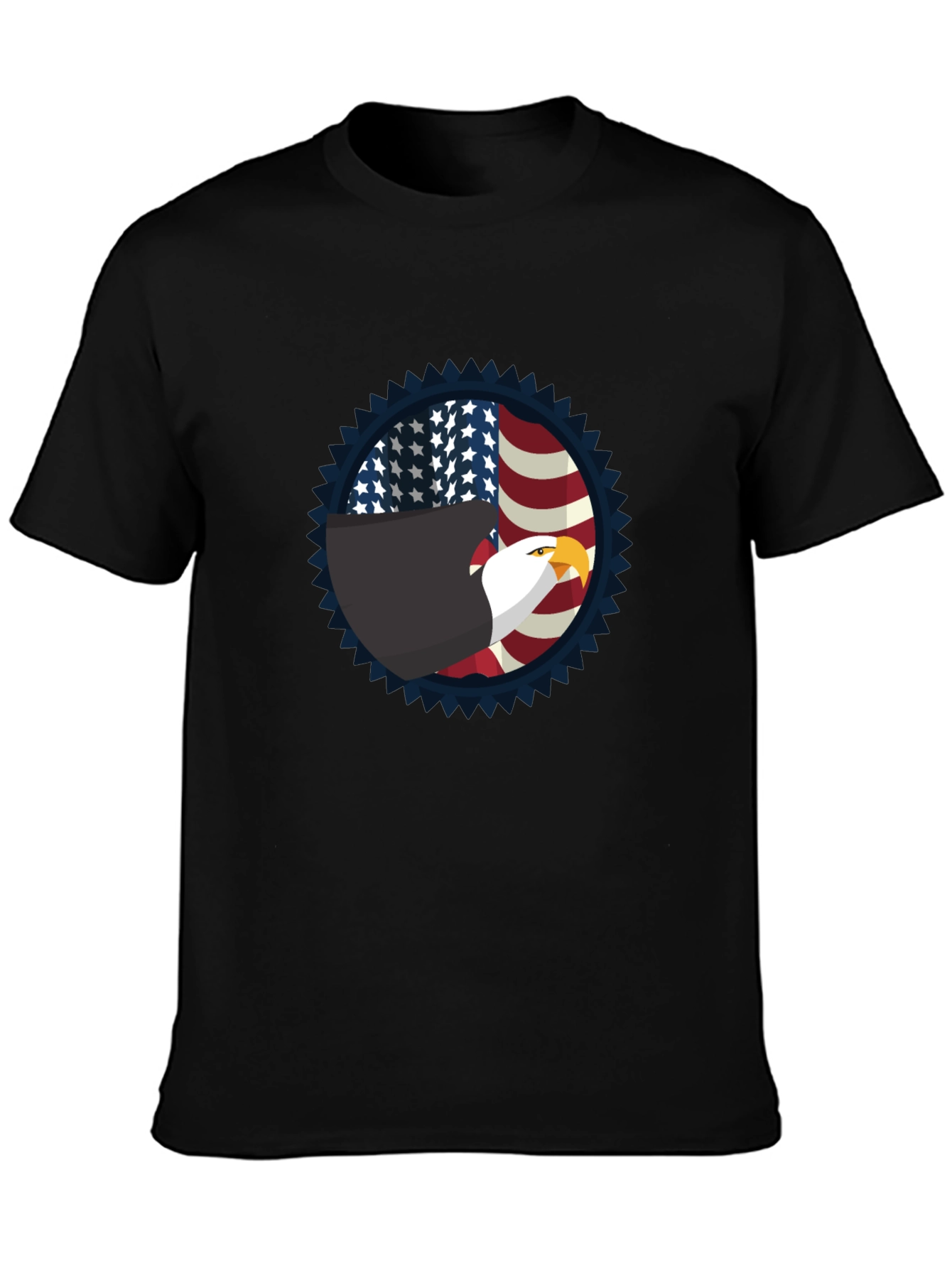 Patriotic Eagle Graphic Tee - Black