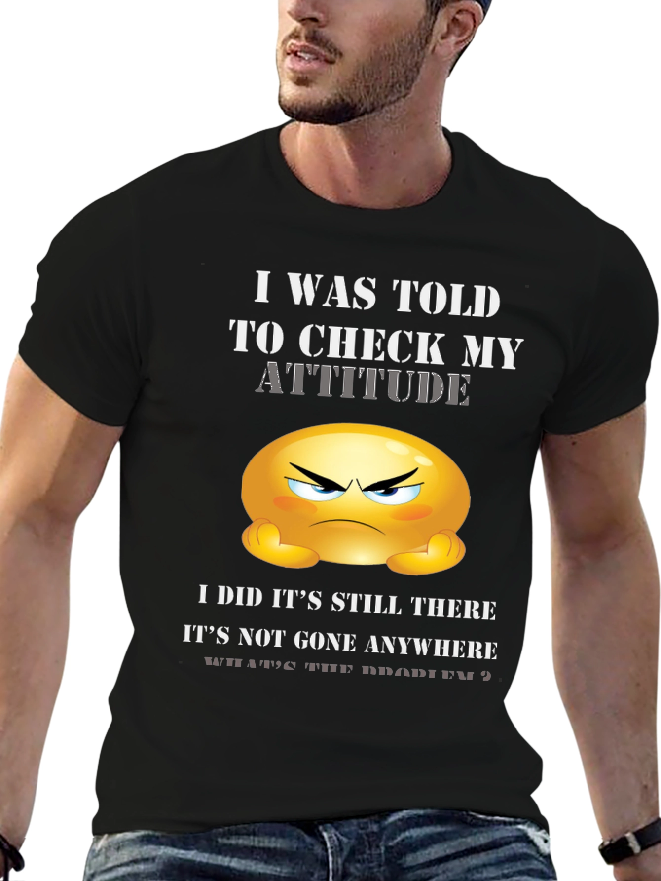 Funny Attitude Check Graphic T-Shirt