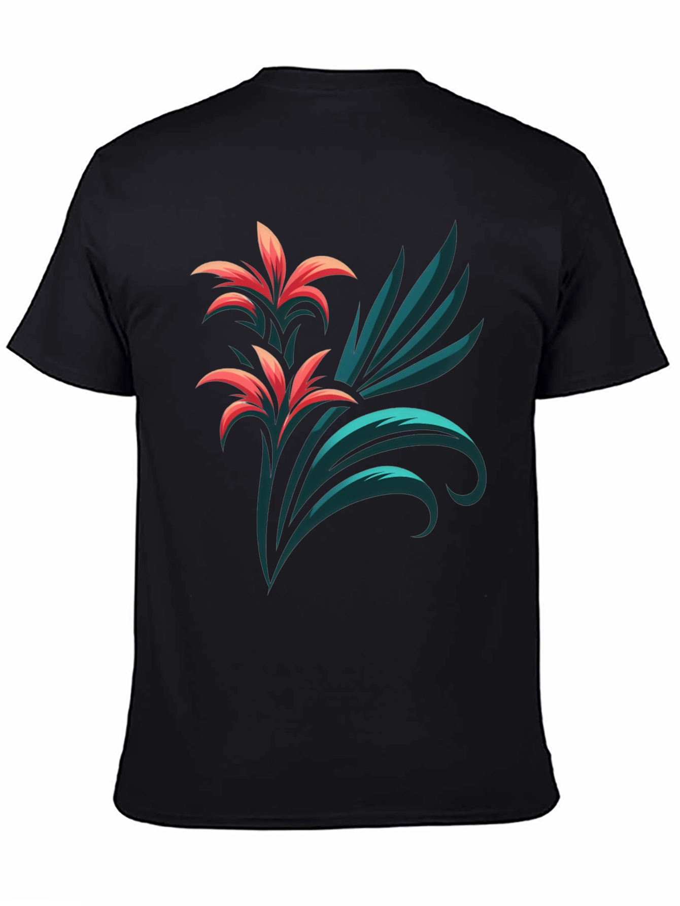 Stylish Black T-Shirt with Floral Graphic Print