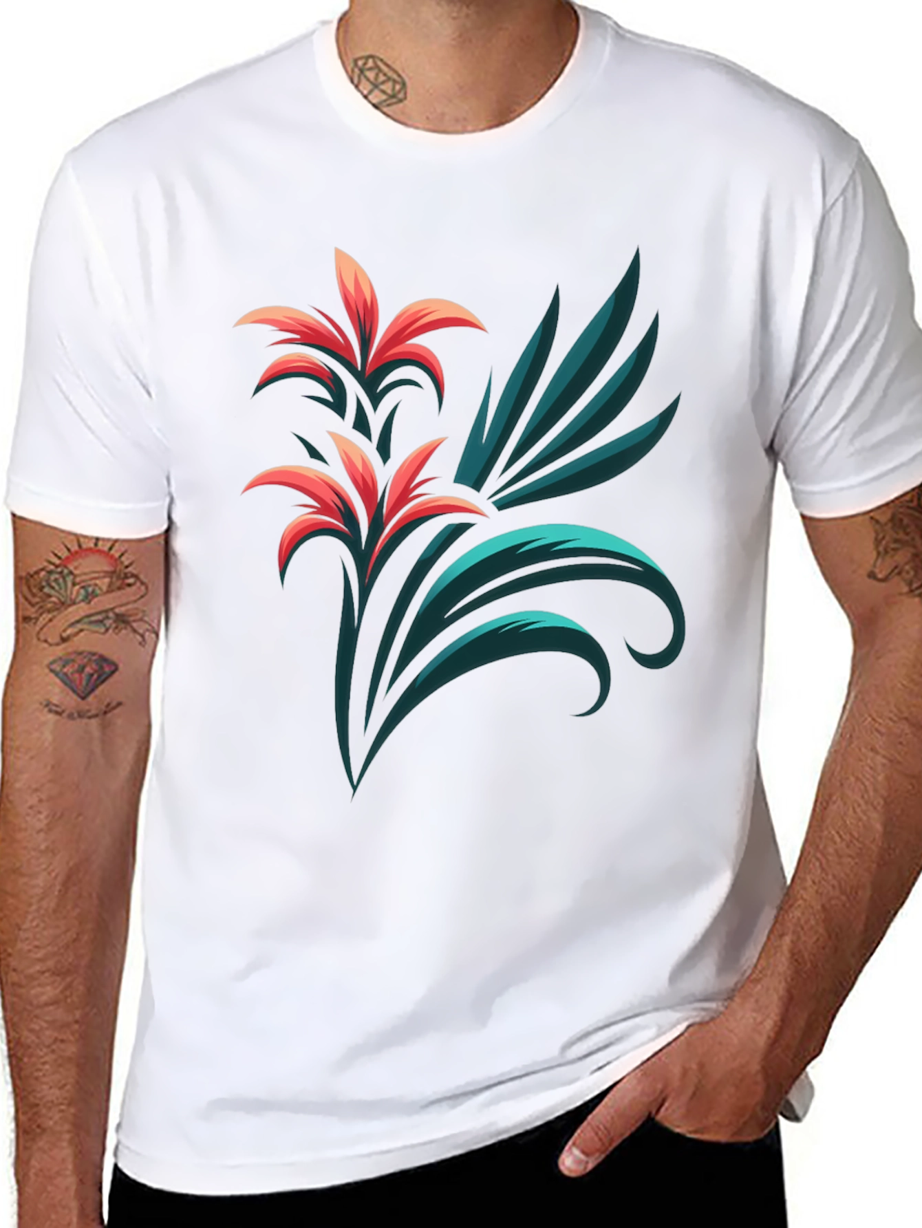 Stylish Black T-Shirt with Floral Graphic Print