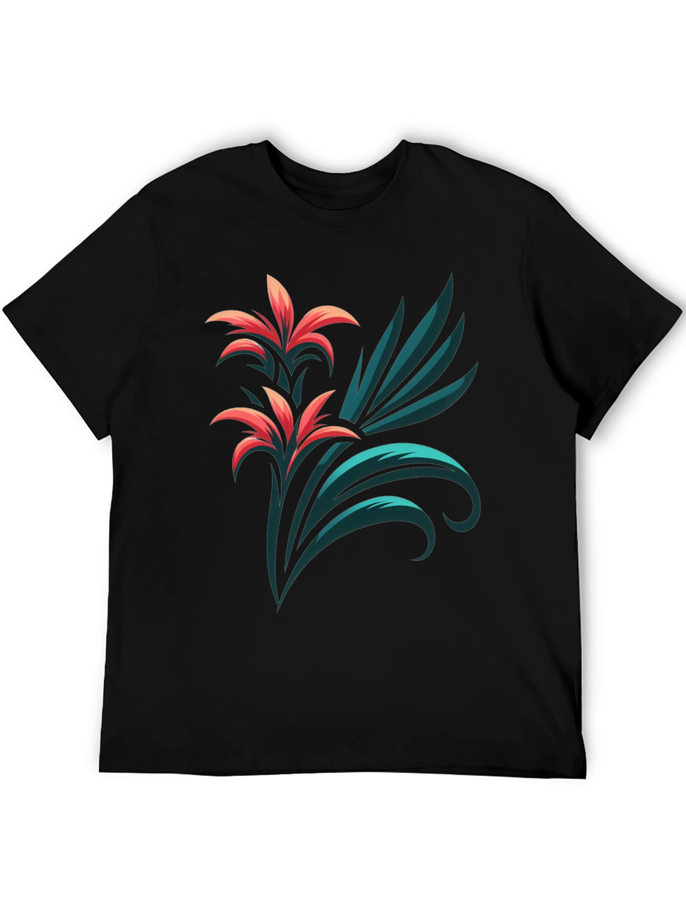 Stylish Black T-Shirt with Floral Graphic Print