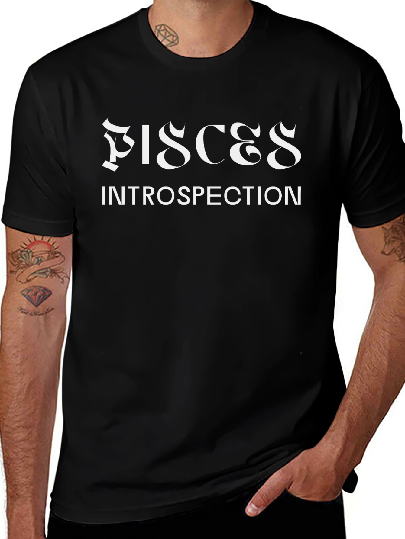 Pisces Introspection Black Graphic T-Shirt