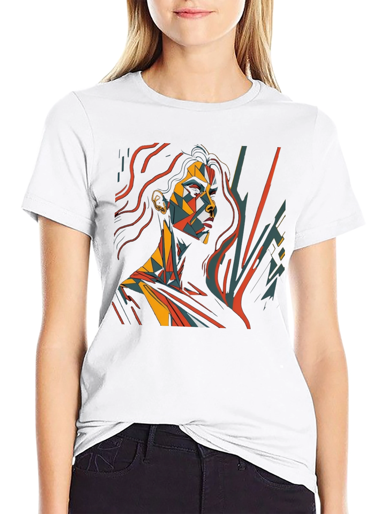 Geometric Art Womens Graphic Tee - Black