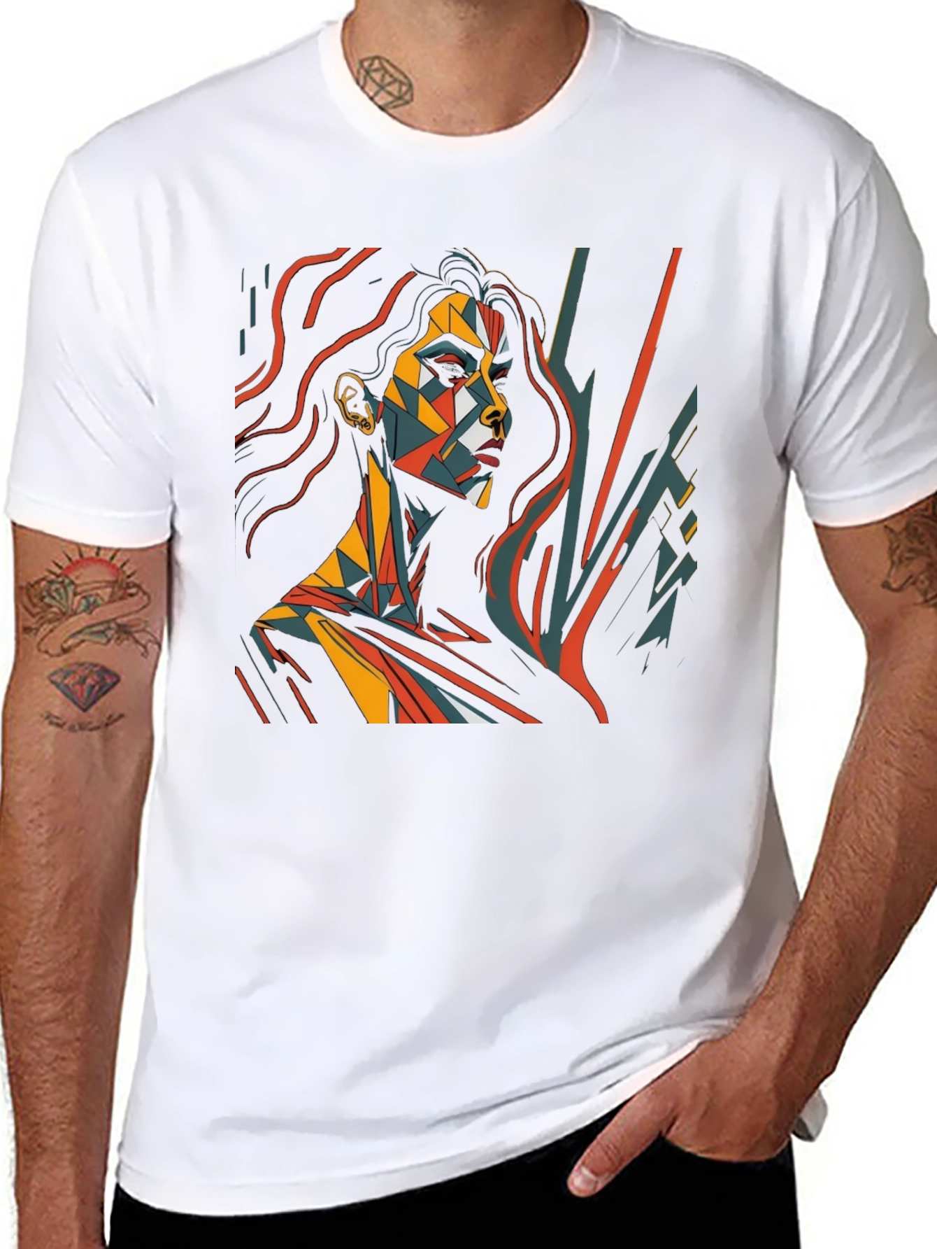 Geometric Art Womens Graphic Tee - Black
